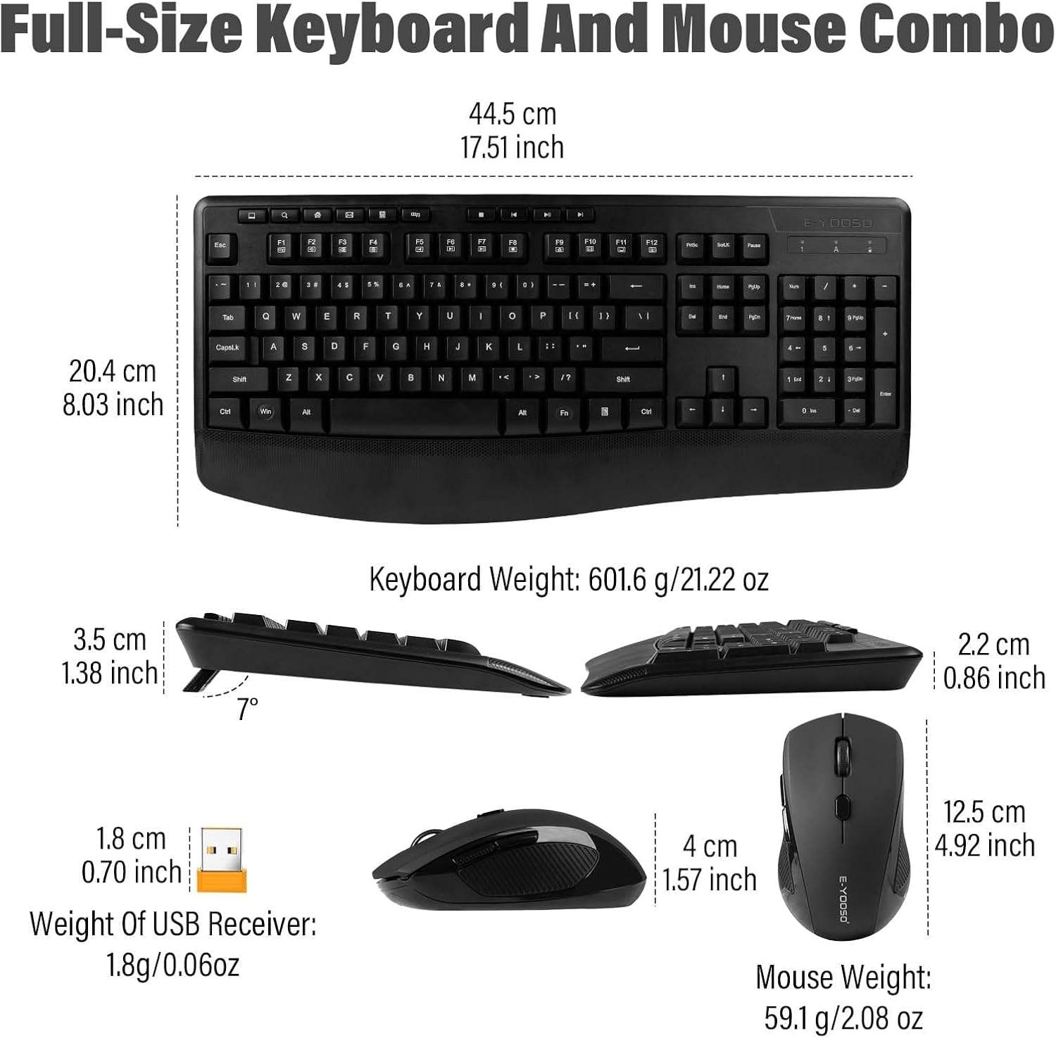 Silent Ergonomic Full-Size Keyboard & Mouse Combo