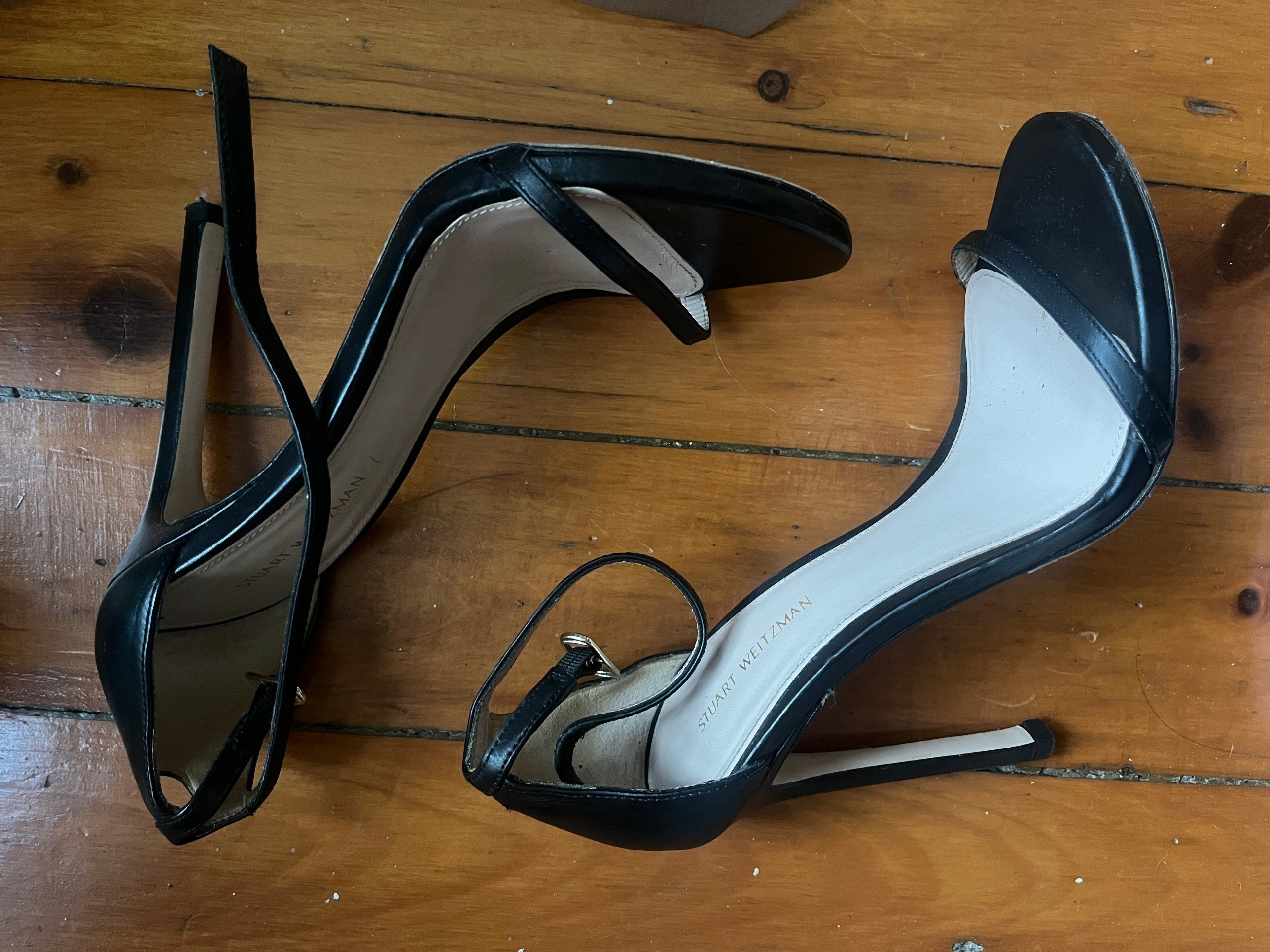 Stuart Weitzman Nudist black leather ankle-strap heels - photo 3