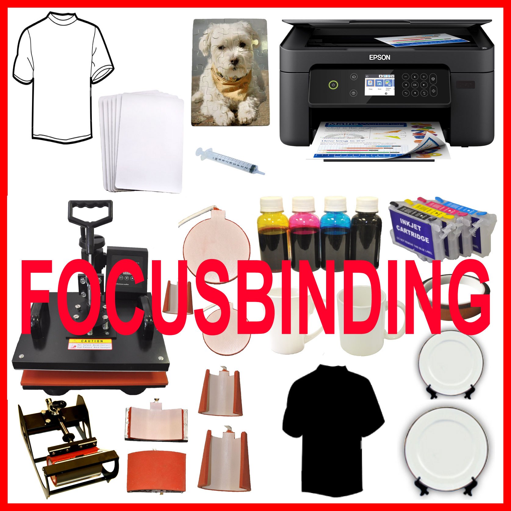 8in1 15x15" Large Heat Press Transfer Sublimation Printer Bundle