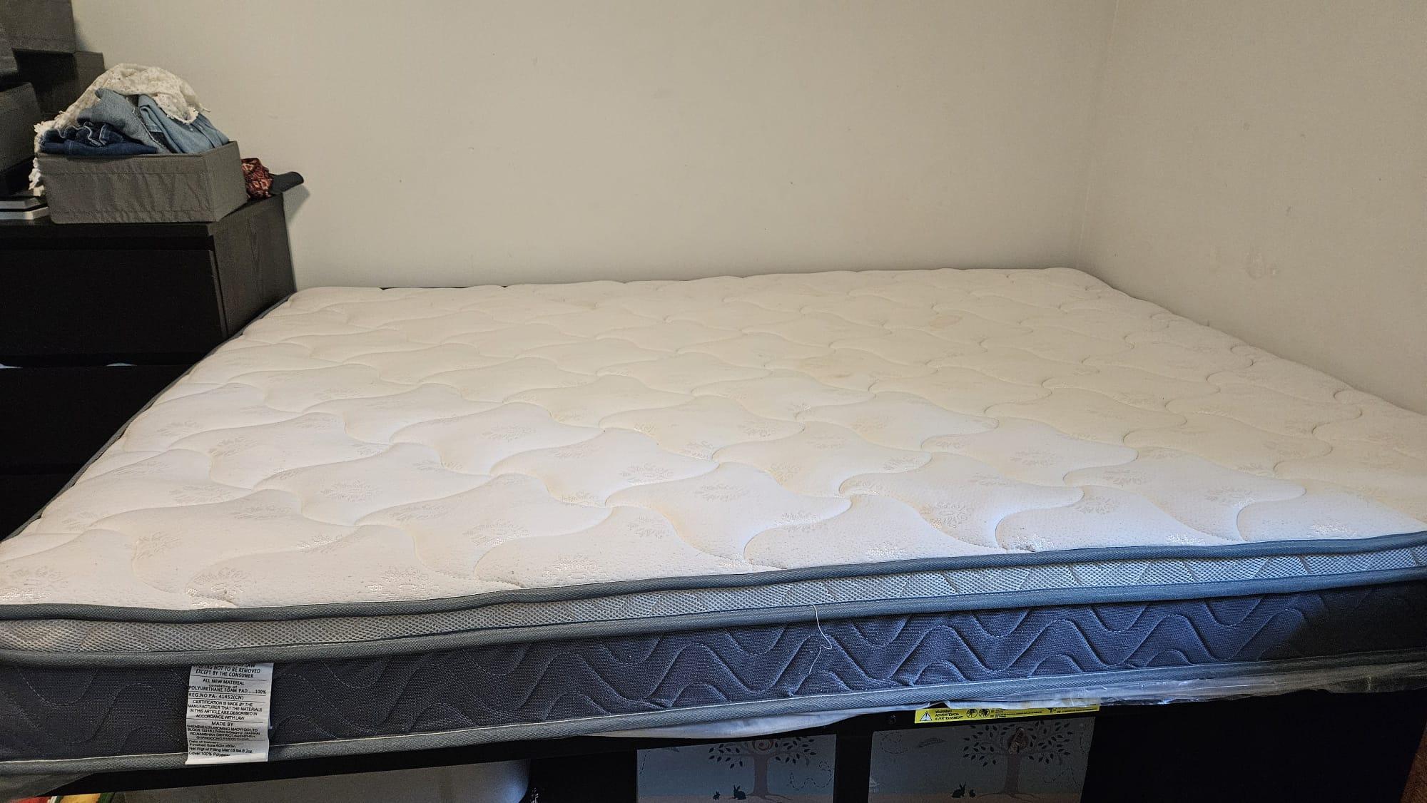 Queen 14" Heavy Duty Steel Slat Platform Bed Frame + Mattress - photo 3