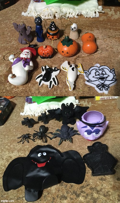 HALLOWEEN DECORATION LOT RUBBER BATS WINDOW CLINGS SPIDER WEB - photo 2