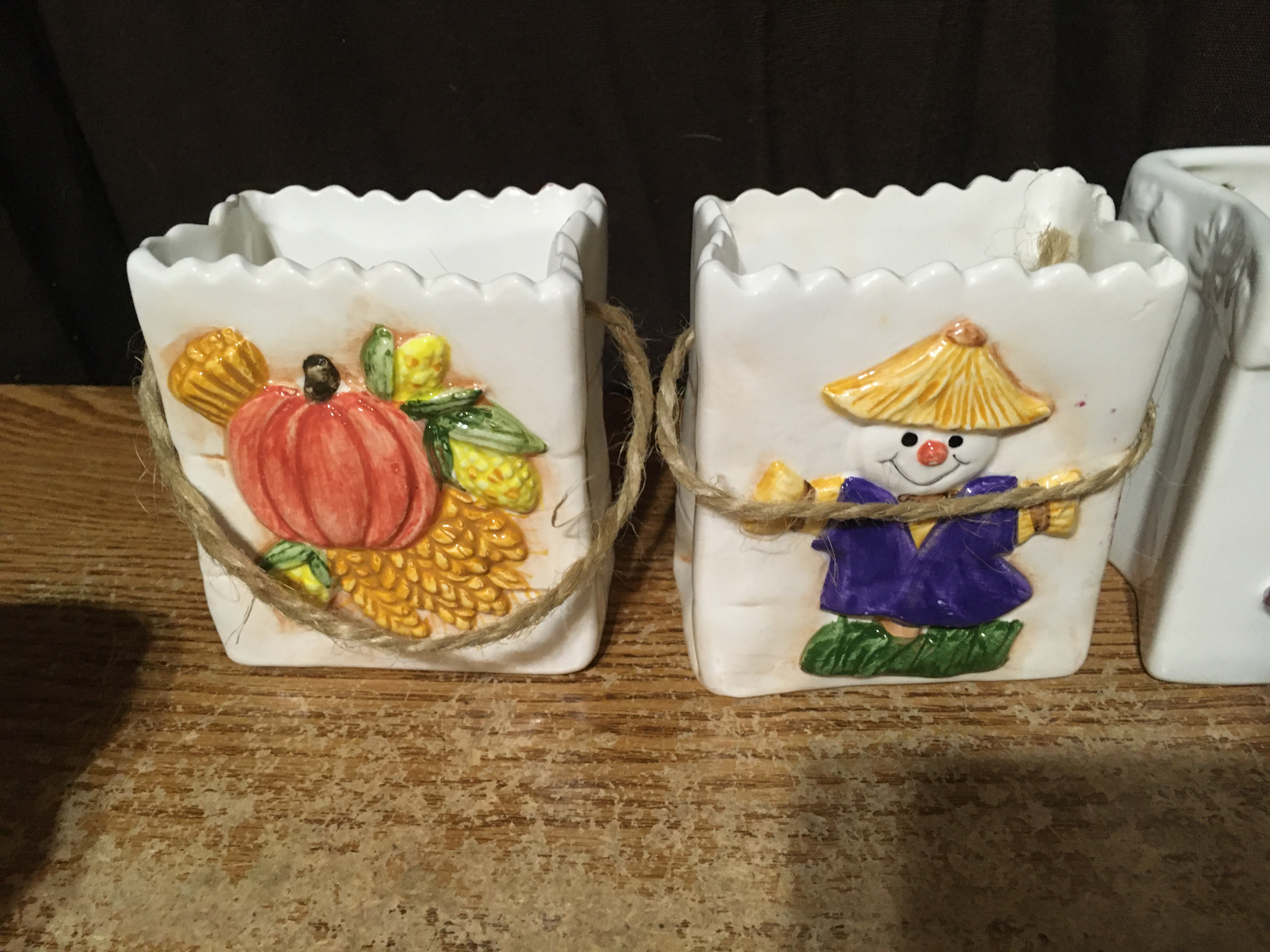THANKSGIVING CERAMIC DECORATION LOT FIGURINES SCARECROW PUMPKIN - photo 5