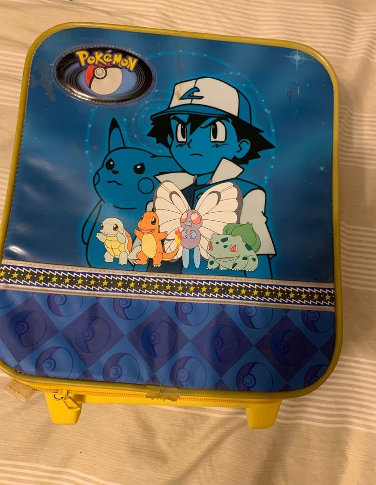 Rare Vintage Pokémon Rolling Suitcase Pikachu and Ash