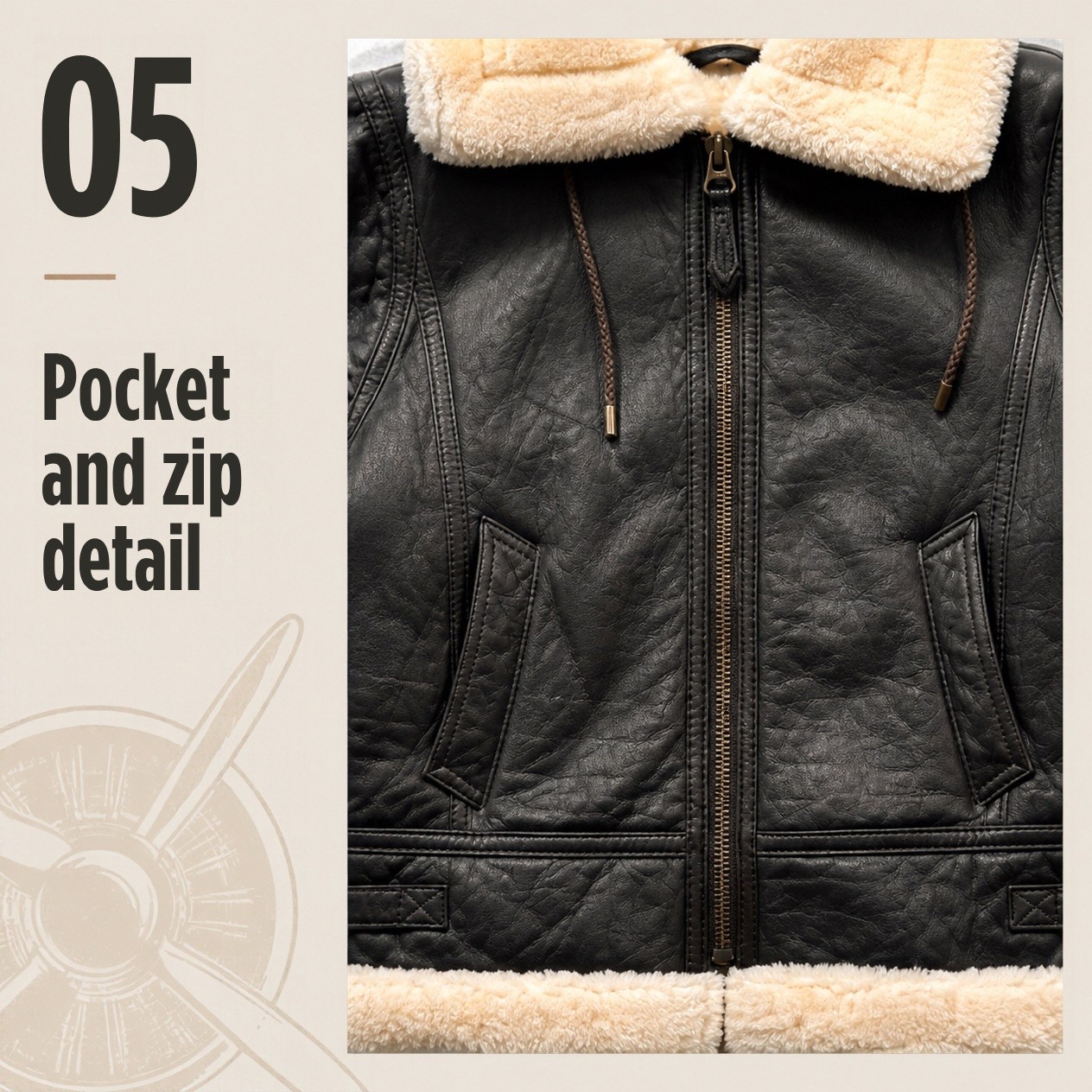 JKT-037 — Men's sherpa aviator jacket — brand new, size S - photo 4