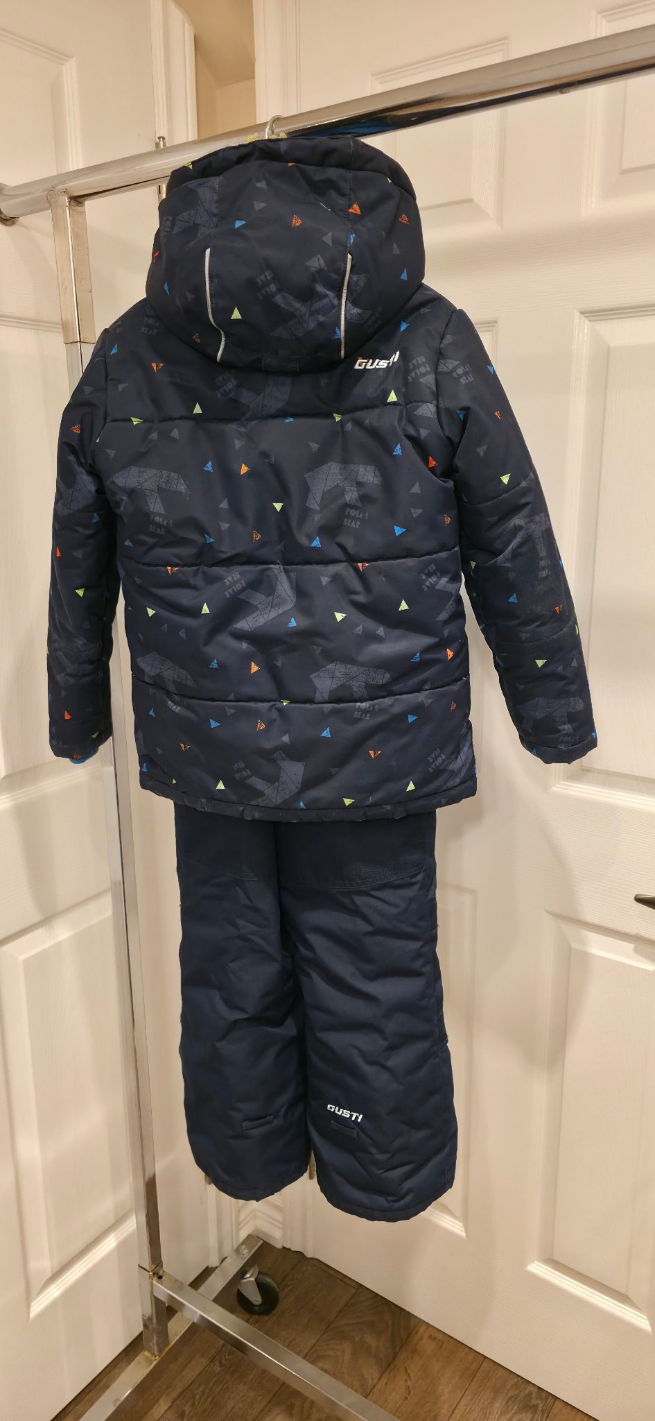 Kids Gusti 2-piece snowsuit size 6X, navy triangle print - photo 5