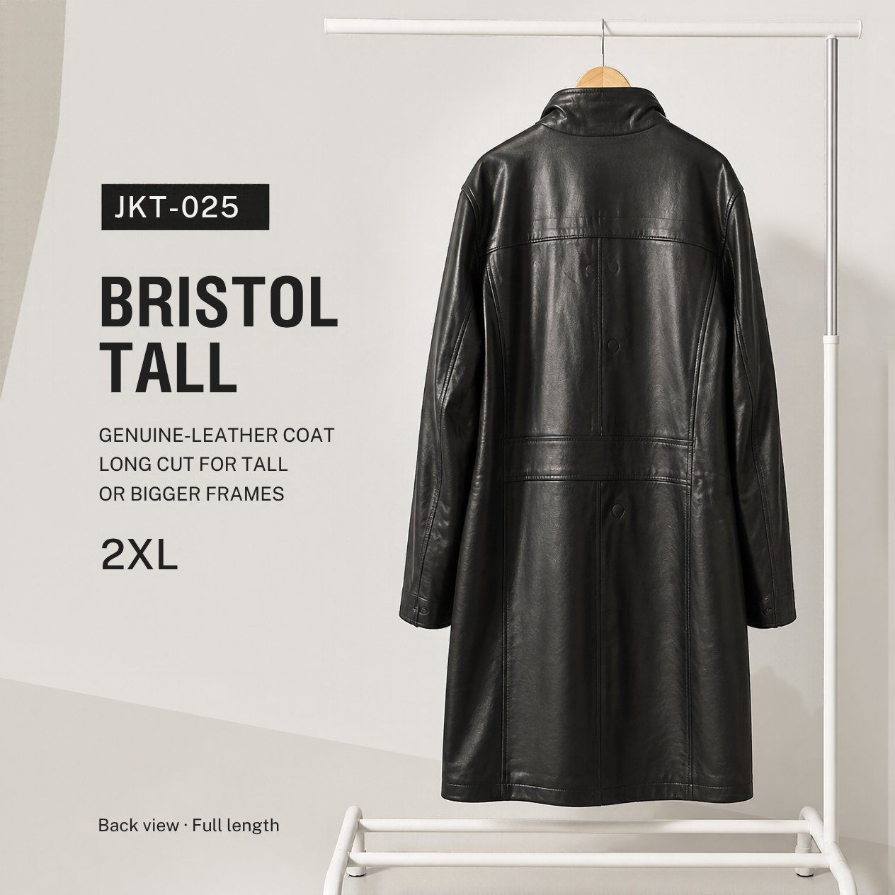 JKT-025 — Men's Bristol tall leather coat — brand new, size 2XL - photo 2