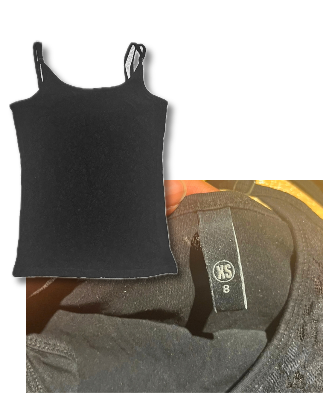 Black sleeveless Textured T-shirt, Black, Adjustable straps