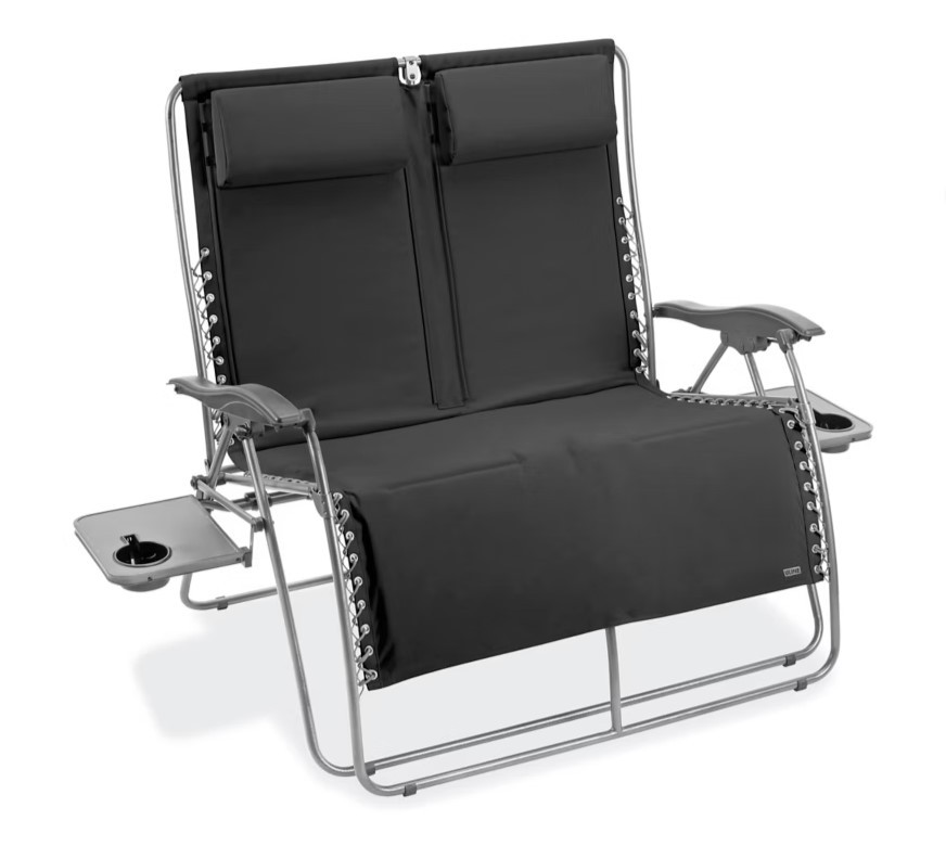 Zero Gravity Double Folding Love Seat Outdoor Lounger Chair