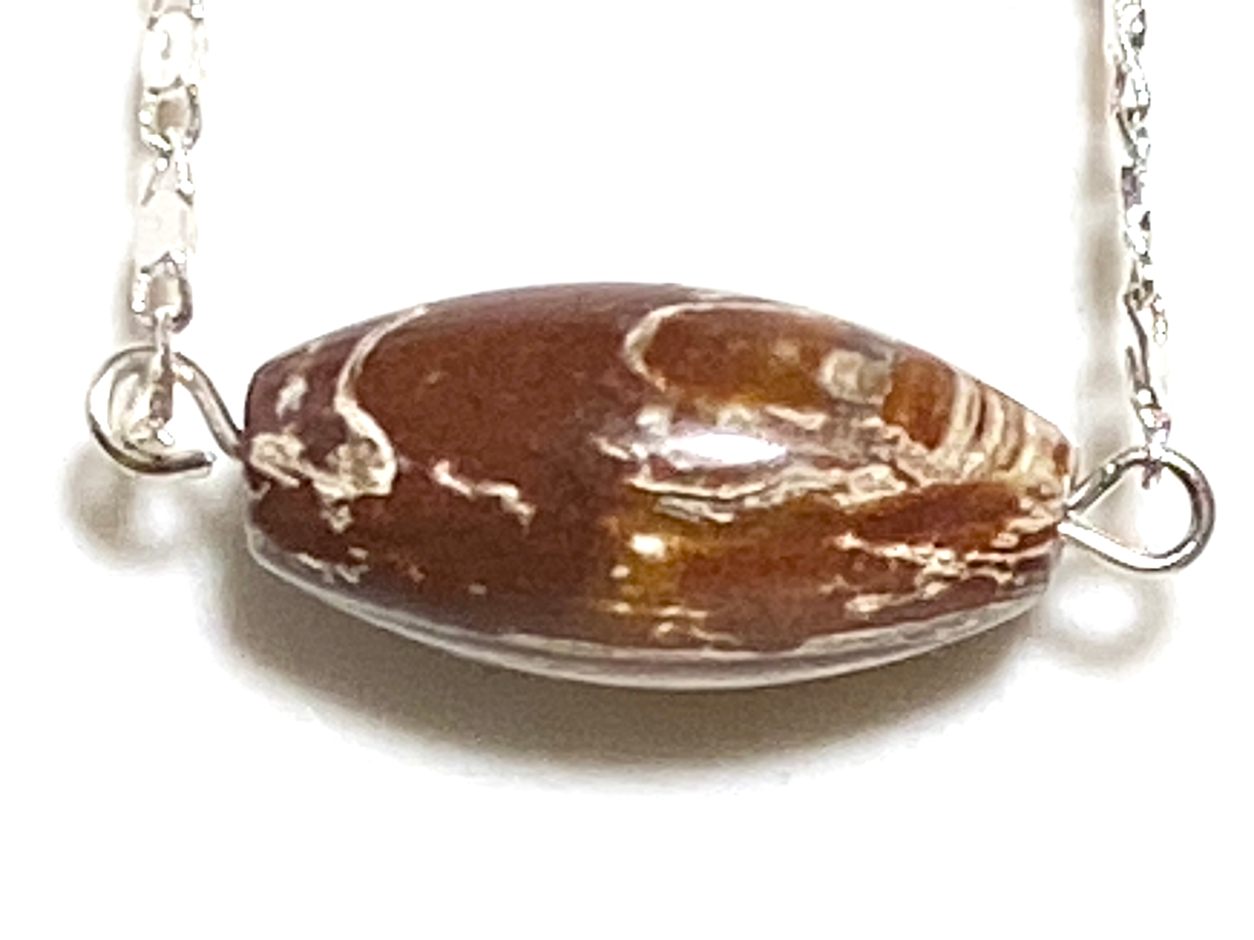 Earthy Convoluted Jasper Short Necklace, Stainless Chain - photo 5