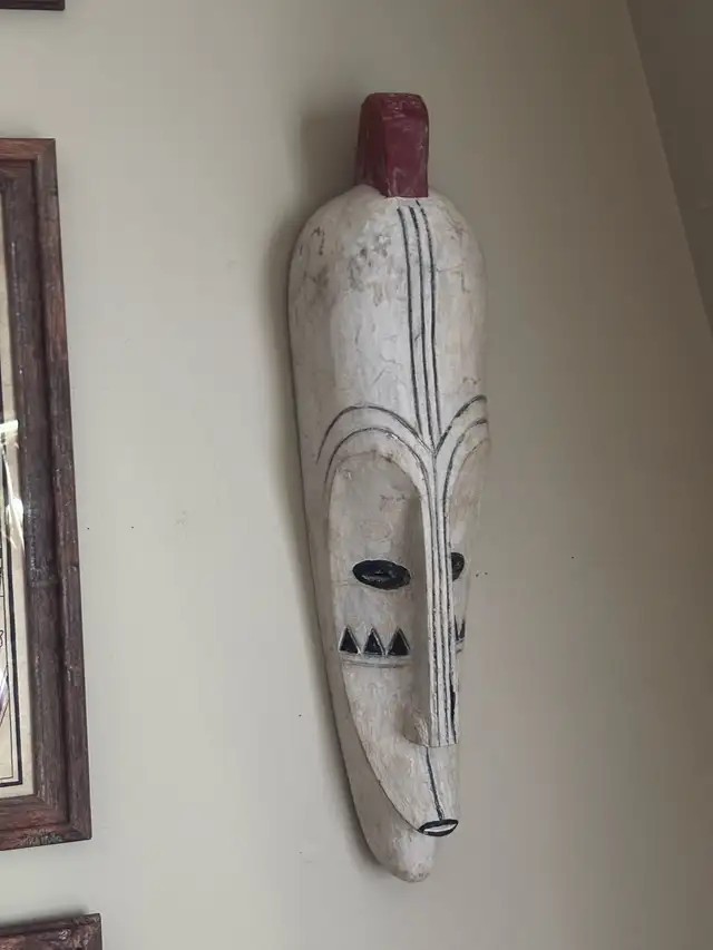 Wall Mask — Hand-Carved Tribal Wood, Fang Ngil Style - photo 3
