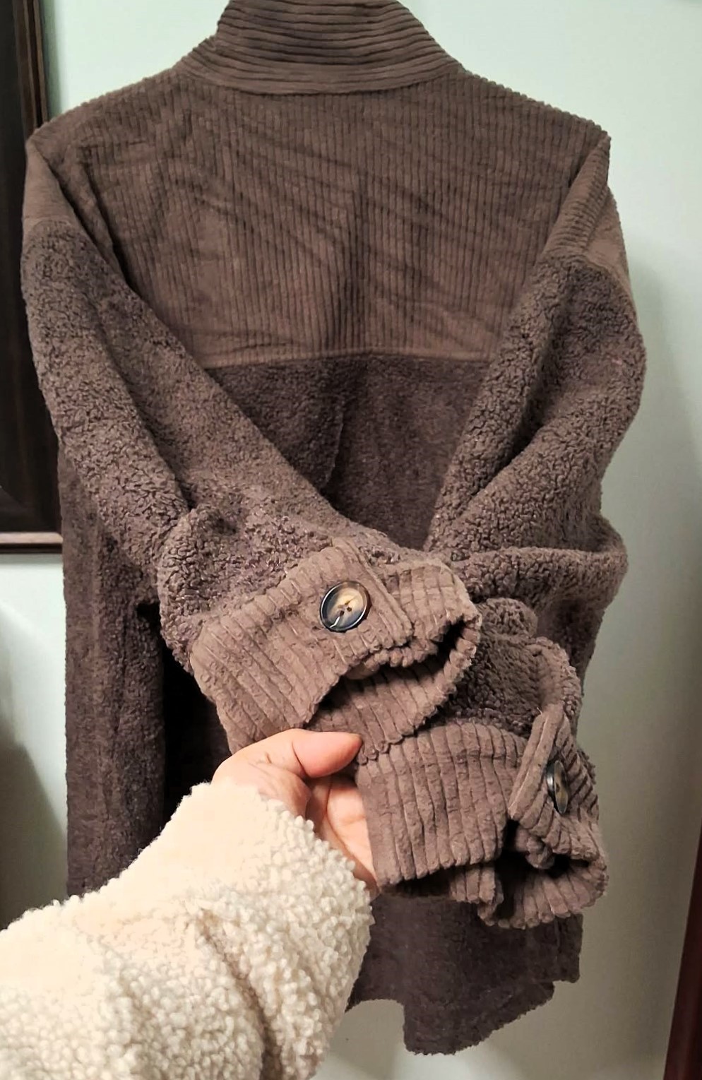 Gift for Her - NWT Brown Oversized Teddy Fleece Shacket Jacket - photo 5