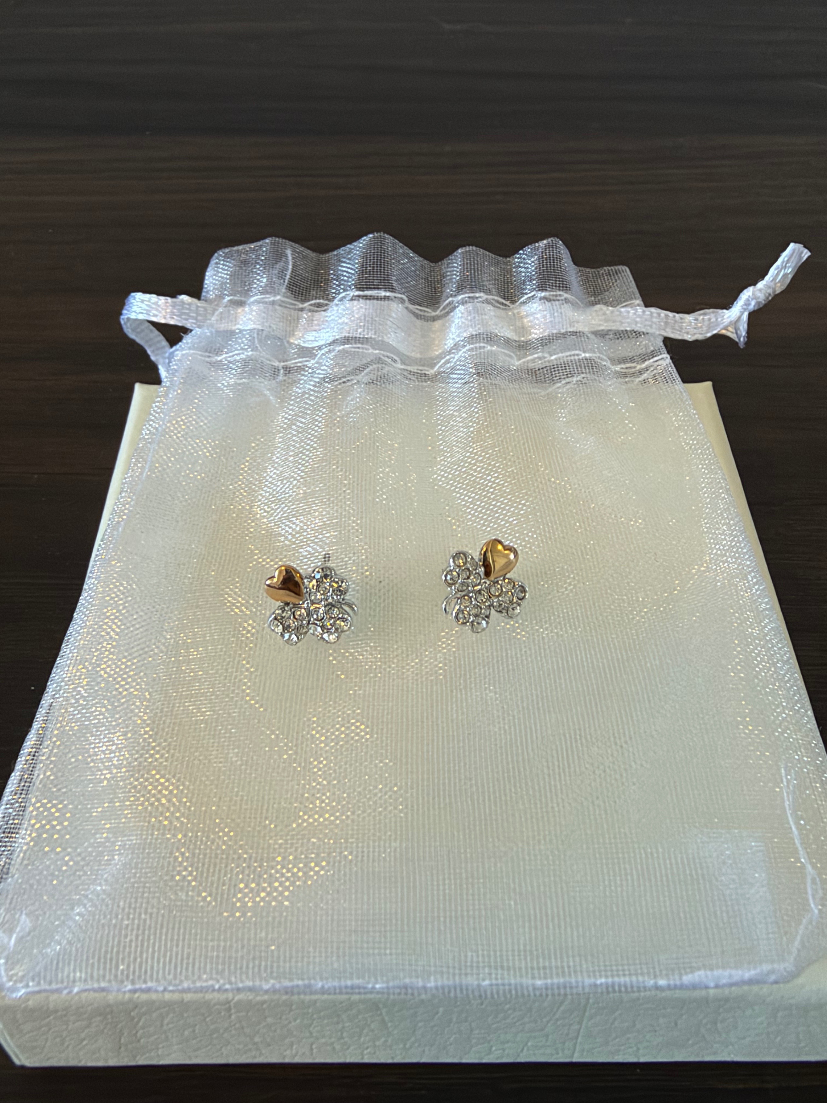 Vintage Swarovski Crystal Clover Stud Earrings