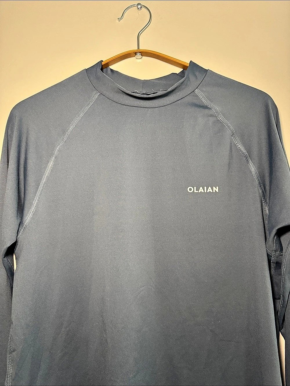 OLAIAN Men's Long-Sleeved Surfing Rash Guard 100 Blue - photo 2