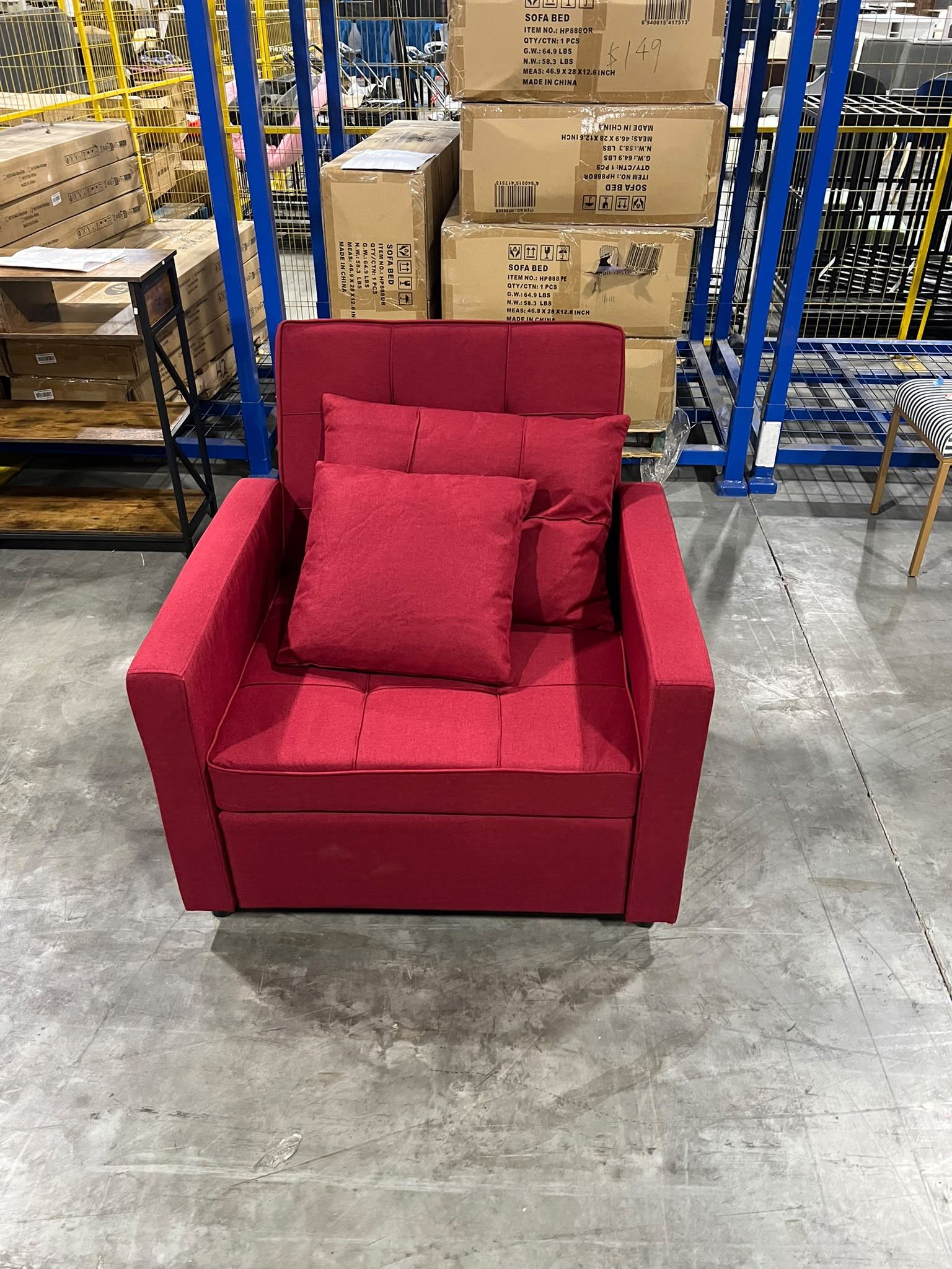 Red Sofa Bed Armchair $149 🛋️ Brand New – Fabric, Pull-Out Bed - photo 3