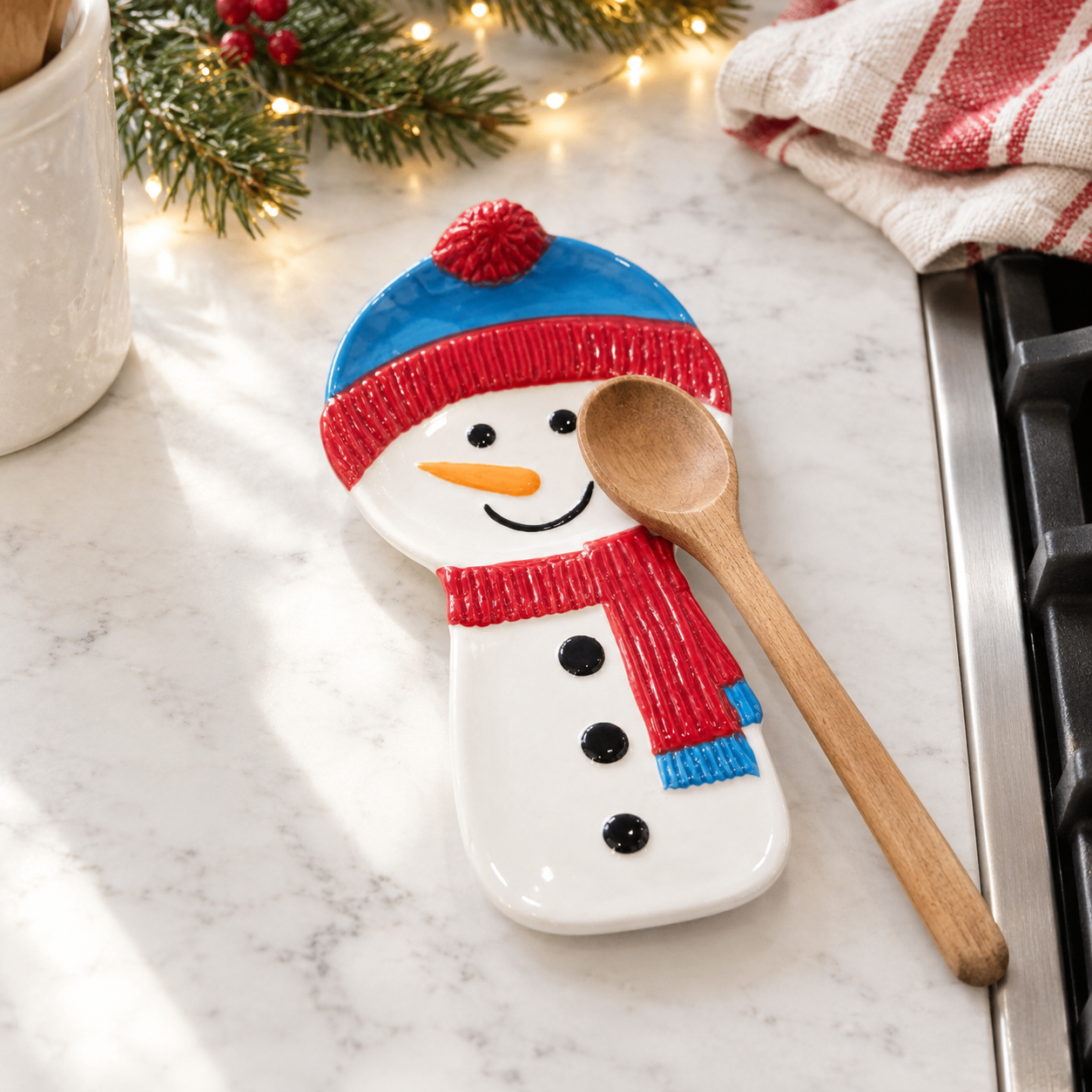 Like New Snowman Ceramic Spoon Rest, Trinket Dish & Candy Dish - photo 2