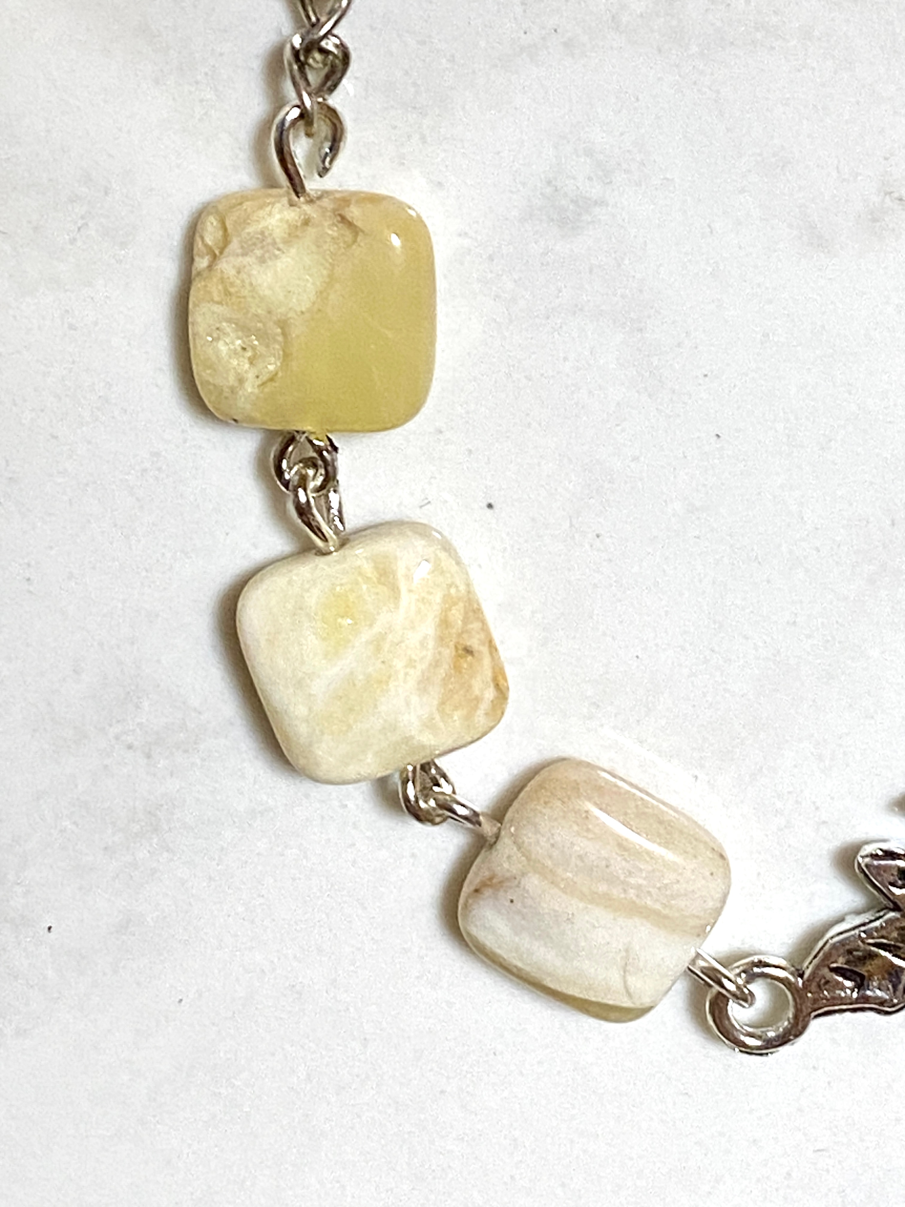 Yellow Calcite Leaf Branch Short Necklace, Stainless Chain - photo 5