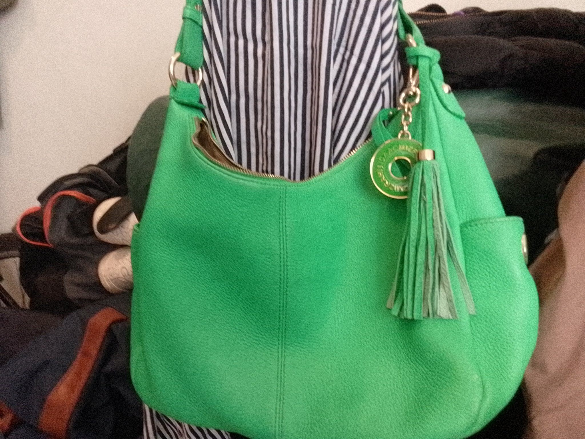 Isaac Mizrahi Green Pebbled Leather Hobo Bag - Like New - photo 3