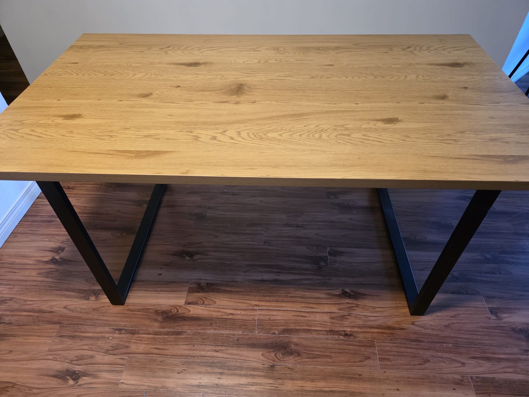 Oak Dining Table with Black Metal Legs – 3 x 5.5 ft - photo 2