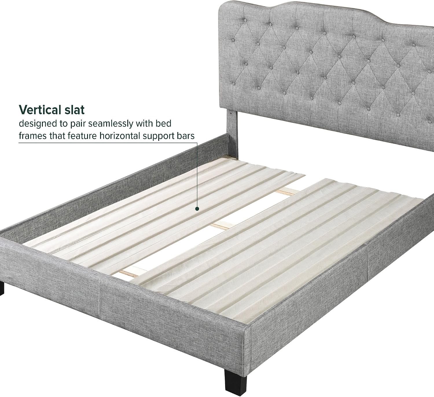 Queen Size Upholstered Bed Frame Slat Support - photo 4