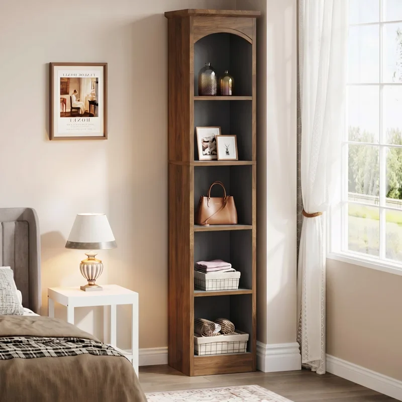 Tall Wooden Narrow Bookcase - photo 4