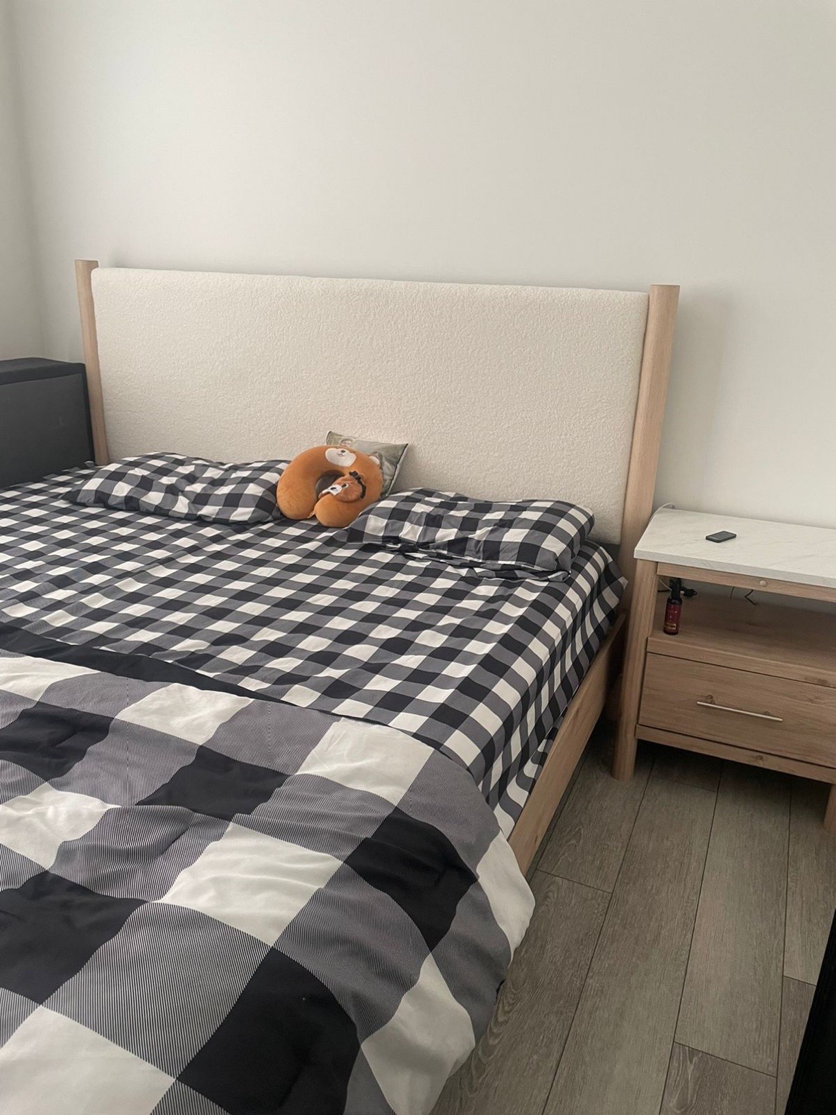 Ashley Cadmori King Upholstered Panel Bed + King Mattress