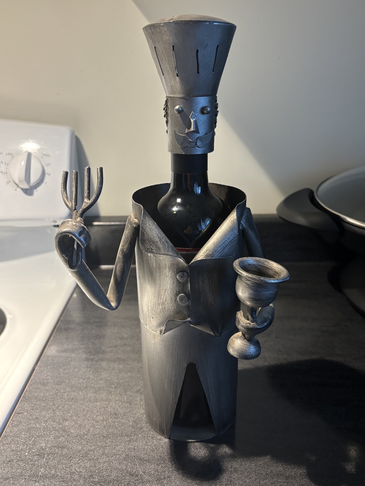 Whimsical Metal Wine Bottle Caddy