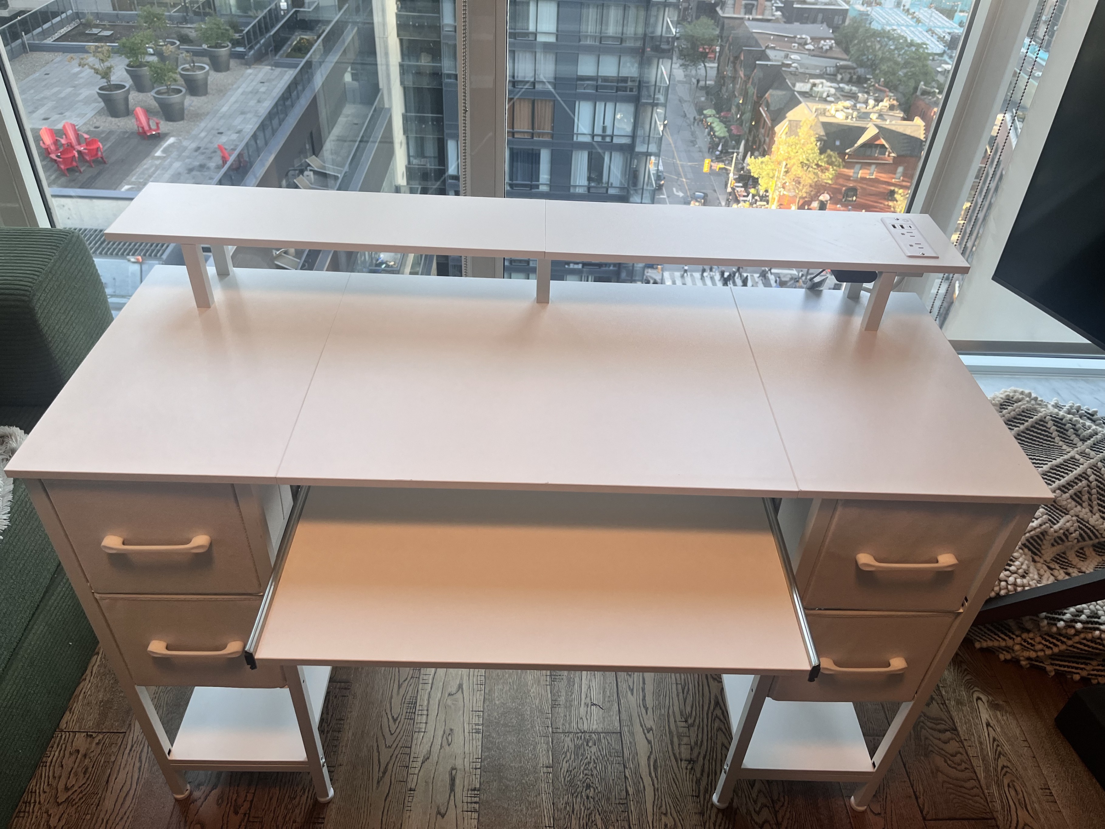 White Computer Desk 47" with Power Outlets and Storage - photo 2