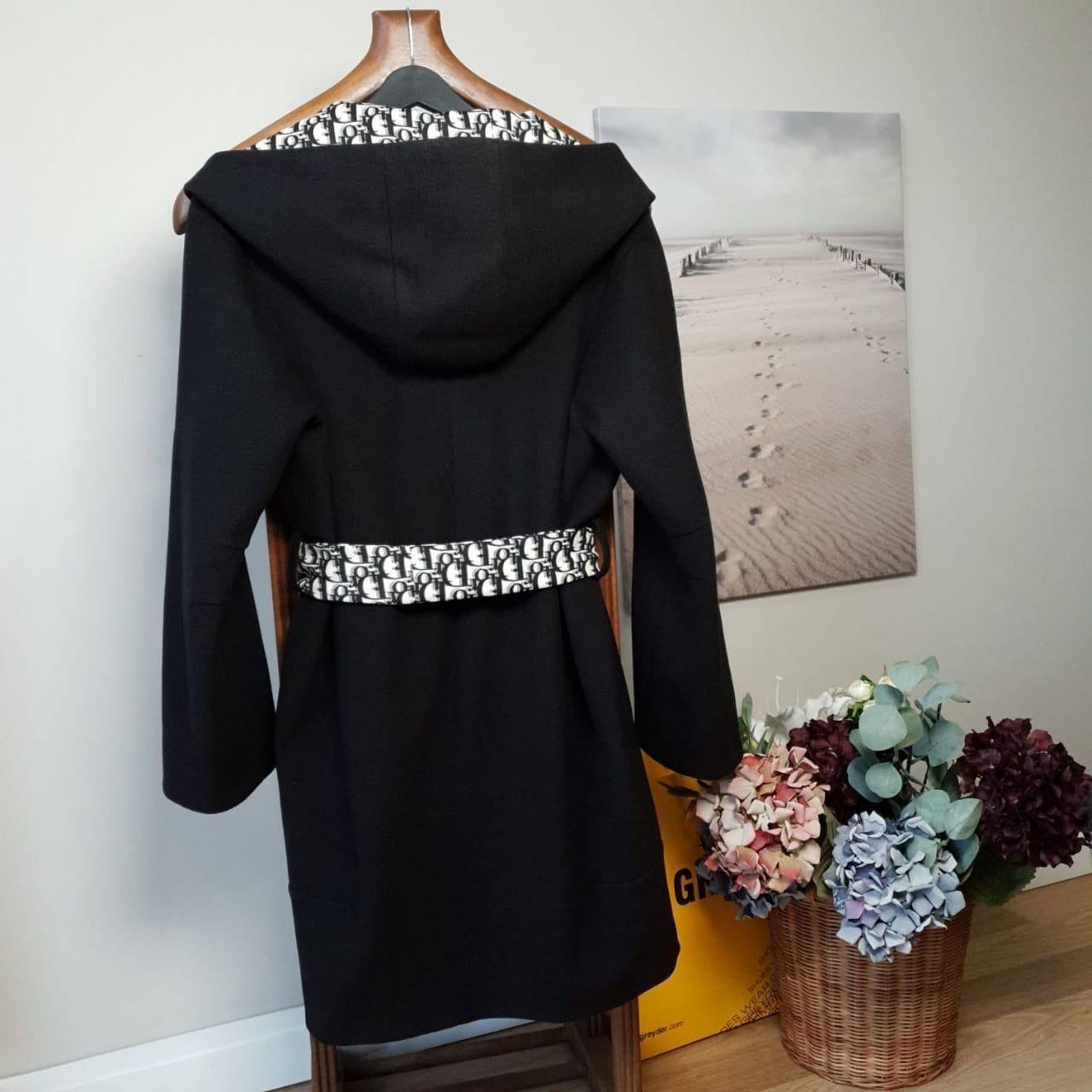 Dior Hooded Coat Black Logo Accent Snap Closure Belt - photo 2