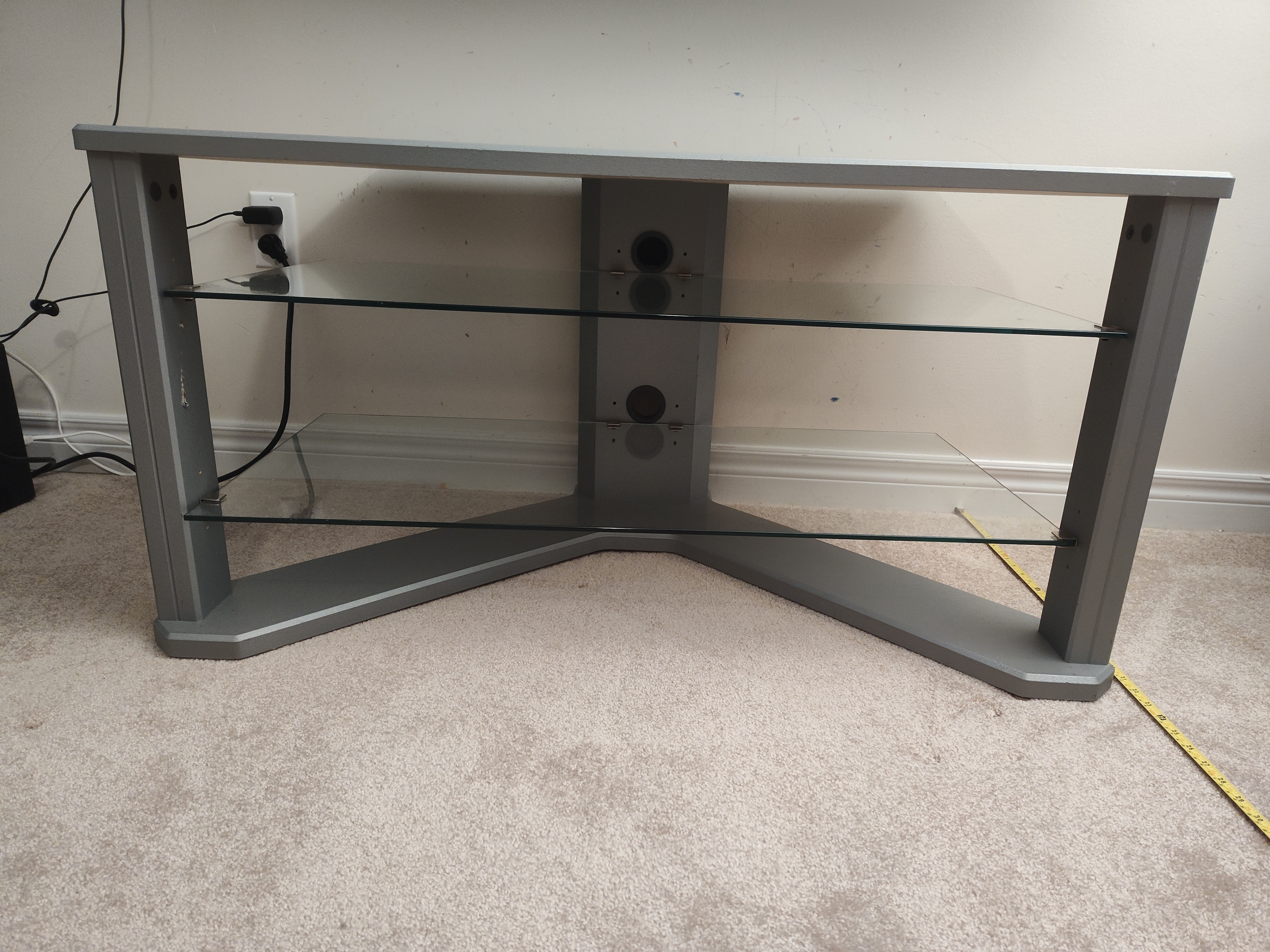 Modern TV Stand / Media Console with Glass Shelves - 44" Wide - photo 4