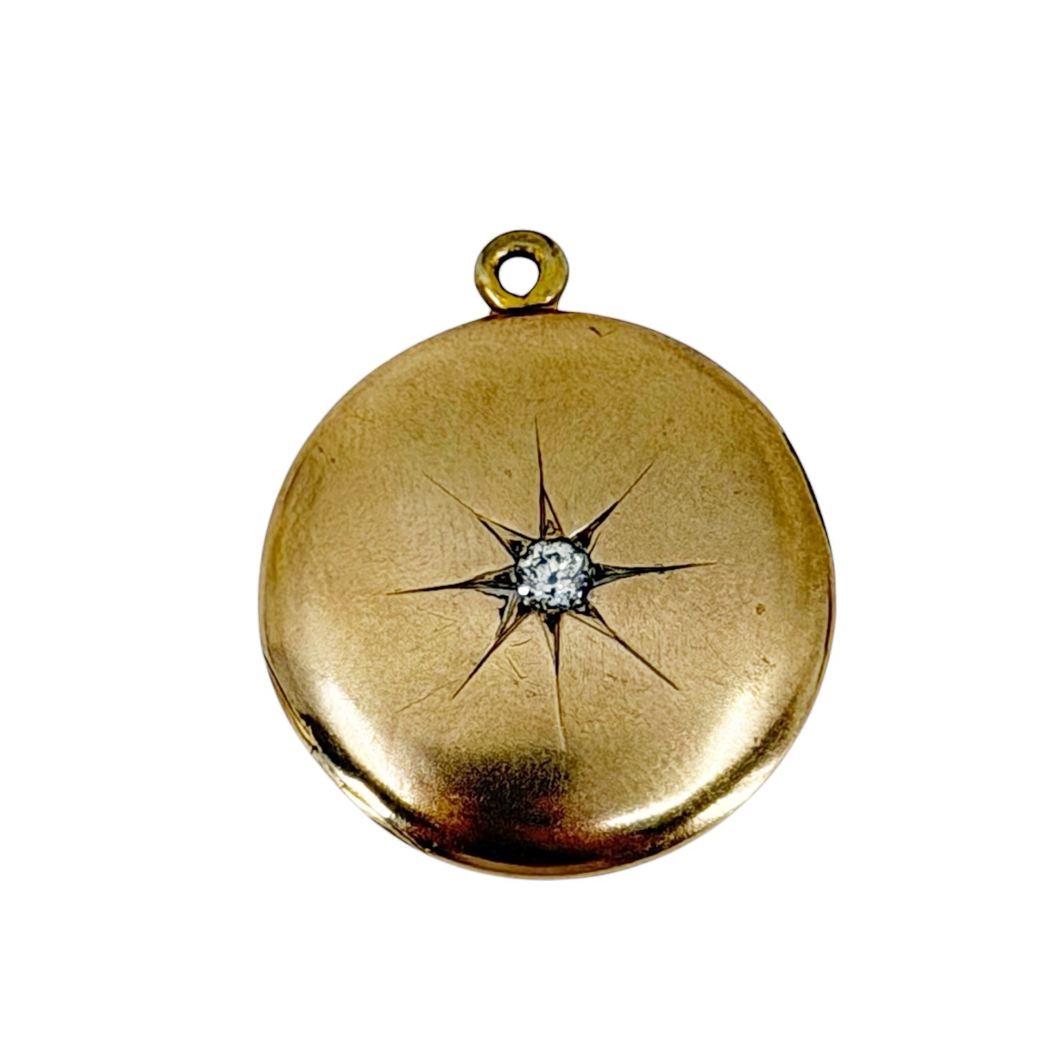 Wightman & Hough Gold shell Old Mine Cut Diamond locket pendant
