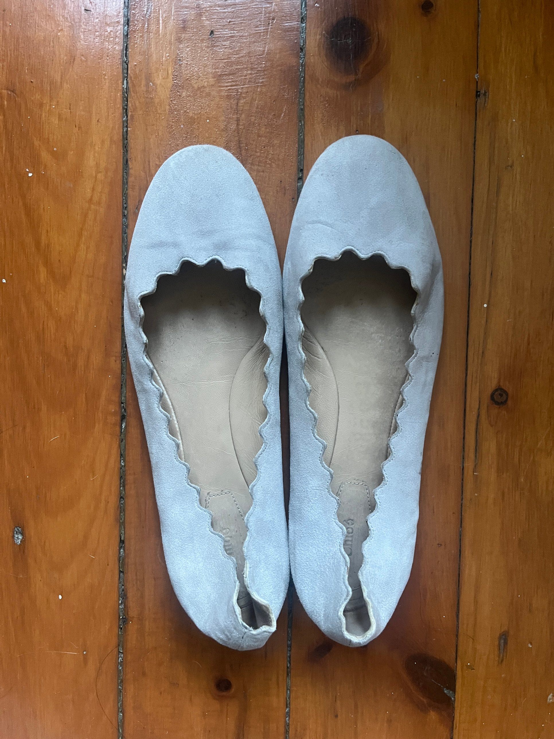 Chloé scalloped suede ballet flats