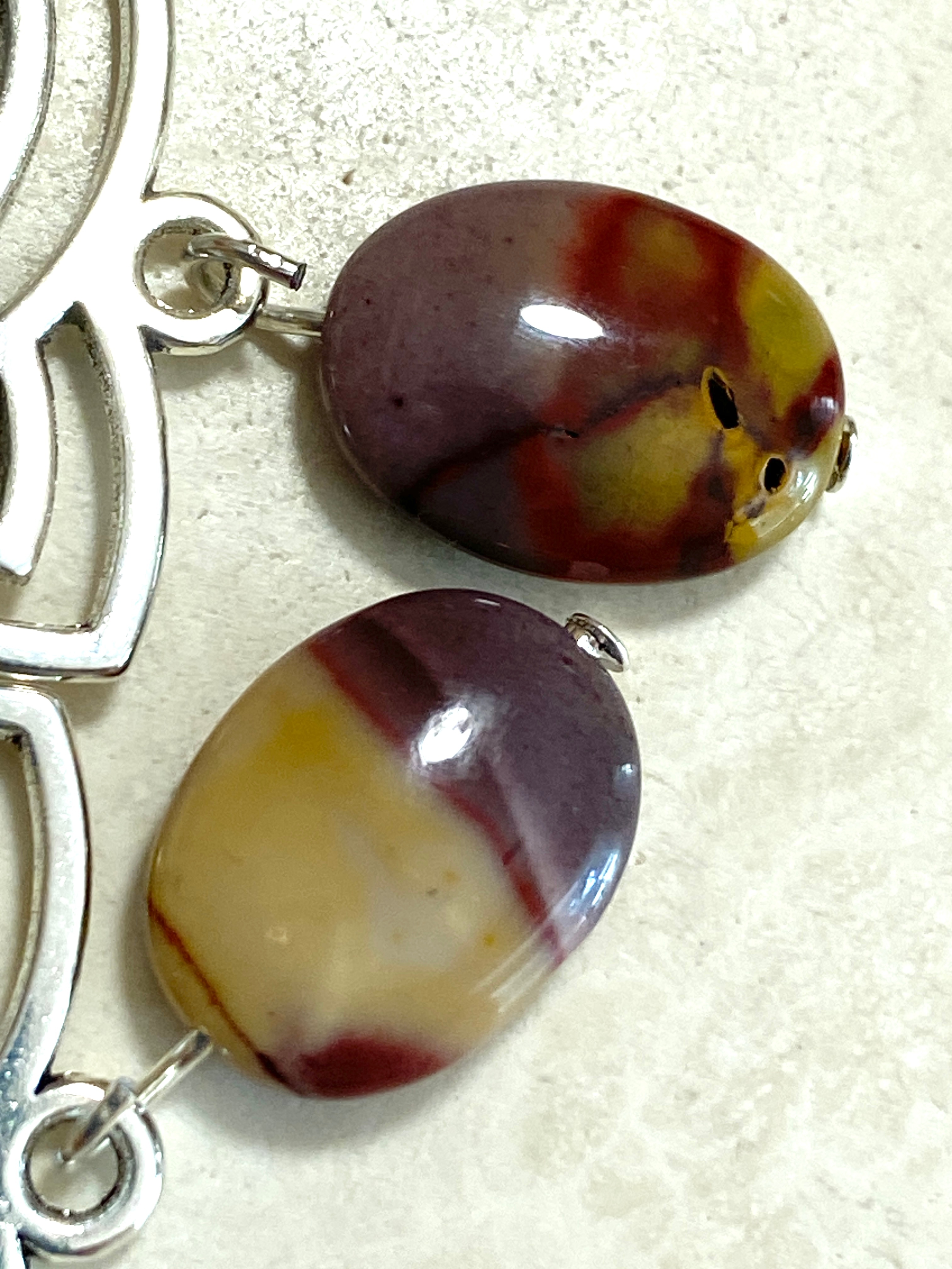 Genuine Earthy Mookaite Triqueta Earrings, Sterling Silver Hook - photo 4