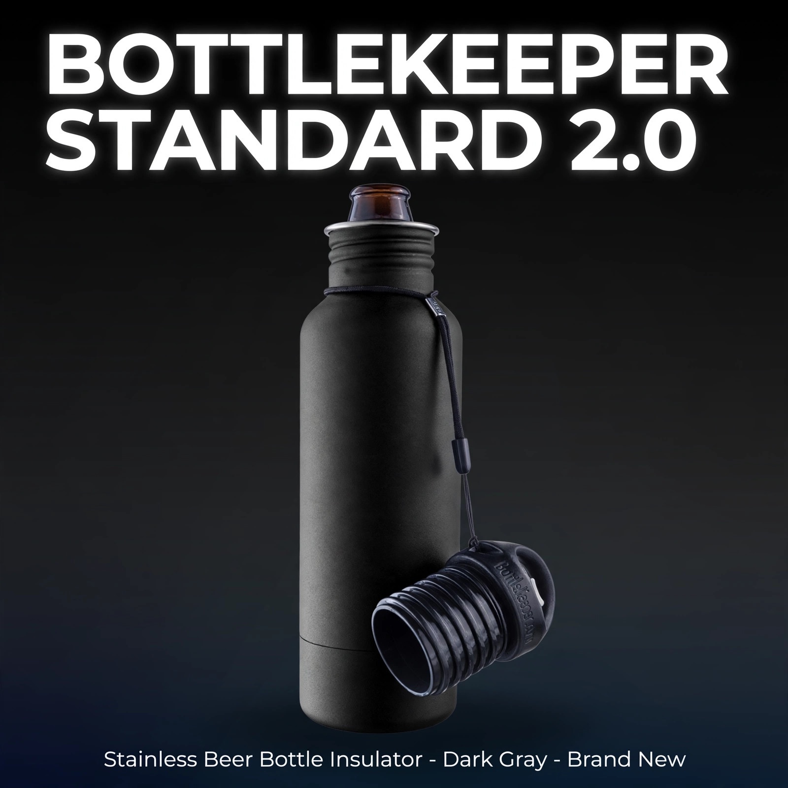BottleKeeper Standard 2.0 Beer Bottle Insulator - Dark Gray