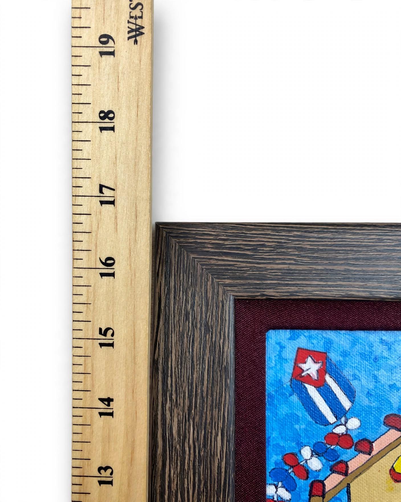 Original Cuba Painting Havana Street Scene Framed 2016 Folk Art - photo 3
