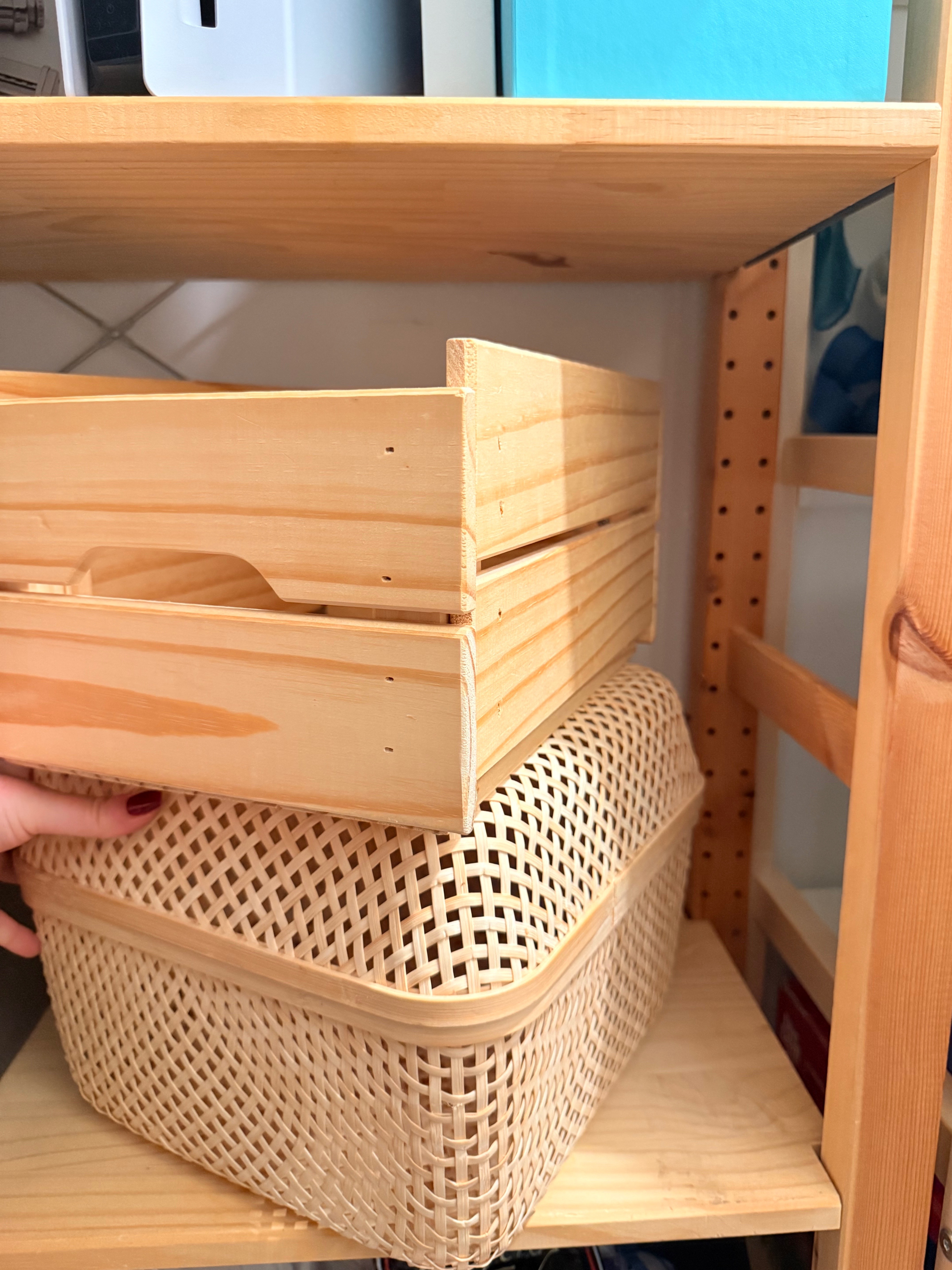 IKEA KNAGGLIG Wooden Box + SMARRA Bamboo Basket - photo 2