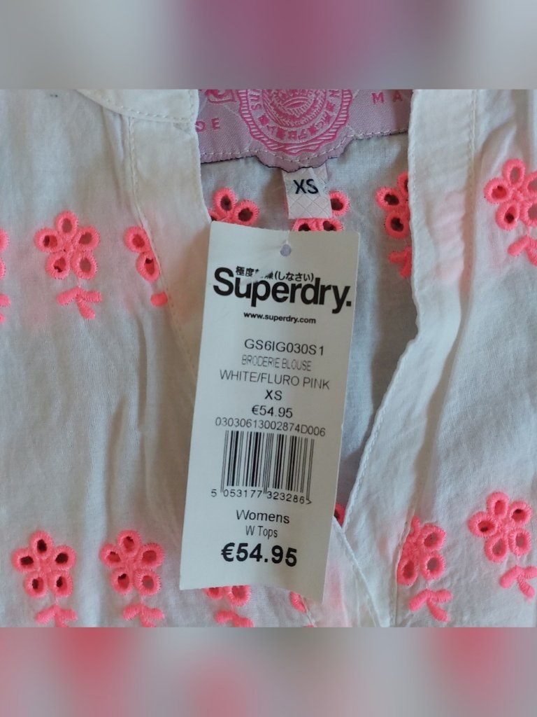 Superdry Pink White Cotton Button Down Sleeveless Top XS NWT - photo 4