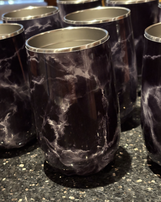 S'well Insulated Stemless Wine Tumblers Black/Dark Purple Marble - photo 3