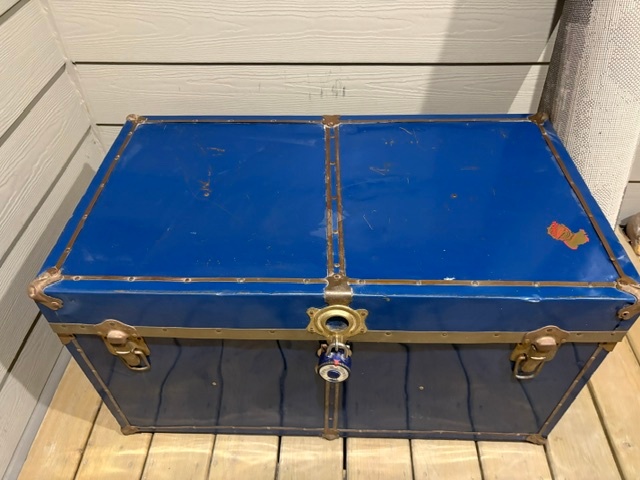 Vintage Blue Steamer Trunk / Storage Chest