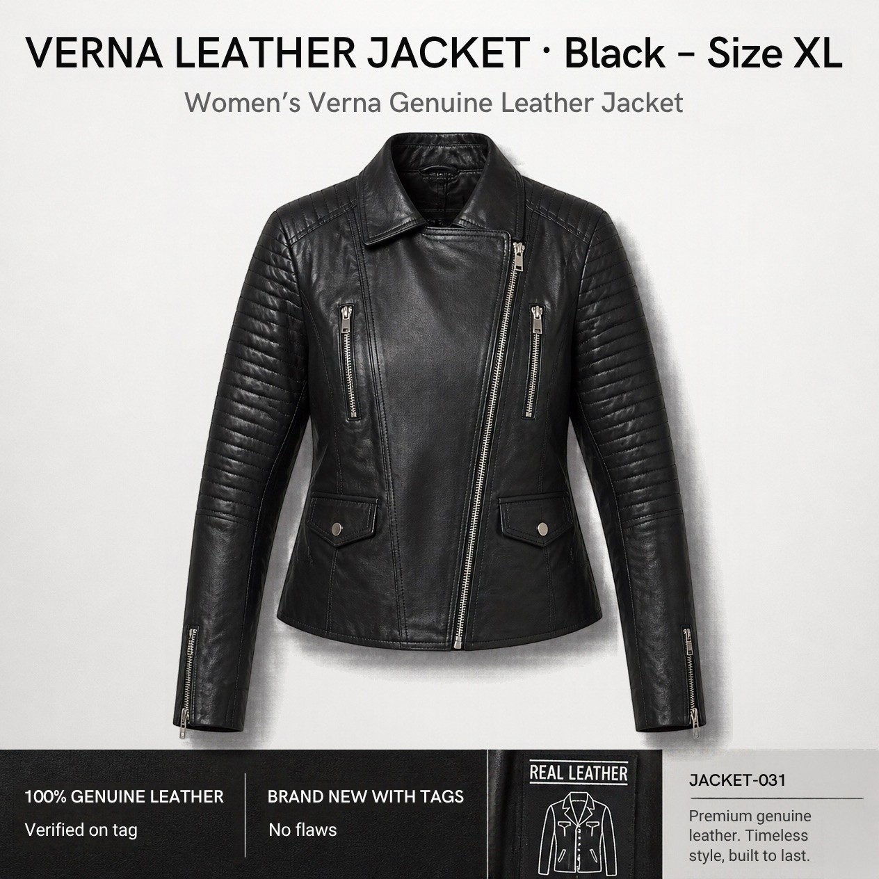 JKT-031 — Women's Verna leather jacket — brand new, size XL