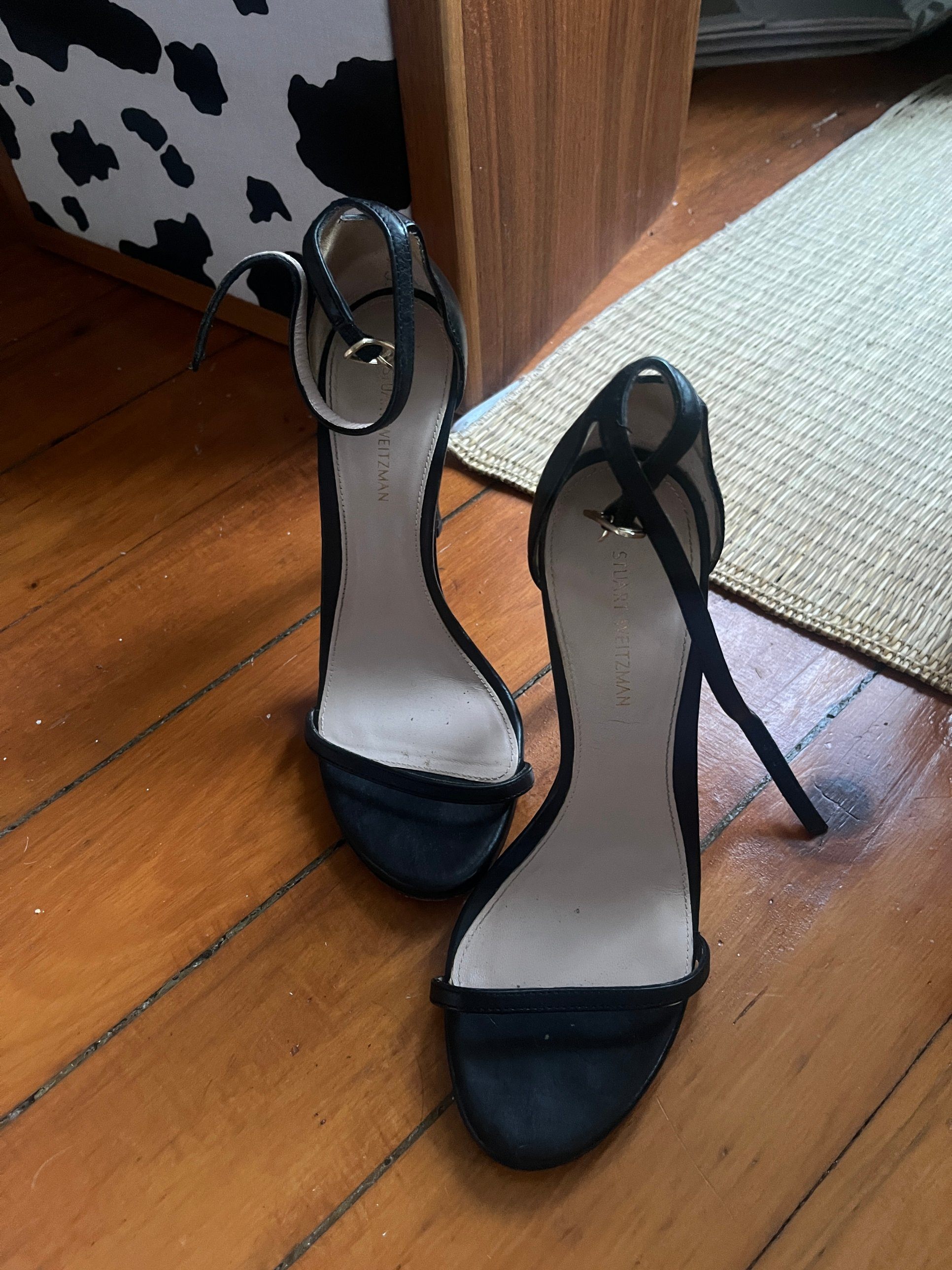 Stuart Weitzman Nudist black leather ankle-strap heels - photo 2