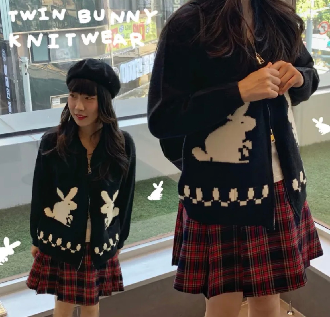 Twin Bunny Knit Zip-Up Cardigan - photo 2