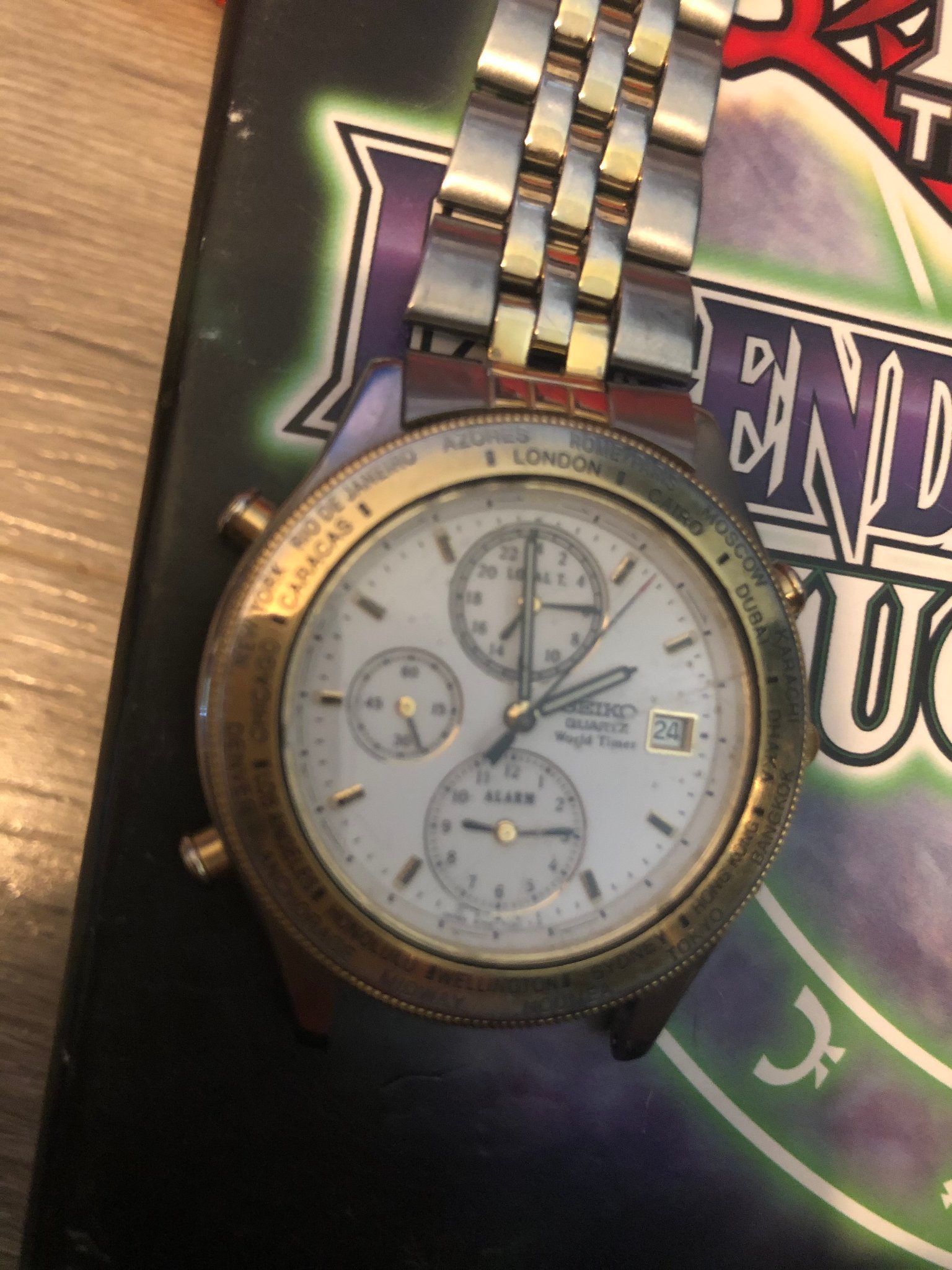 Seiko World Timer Quartz Watch - Broken Clasp