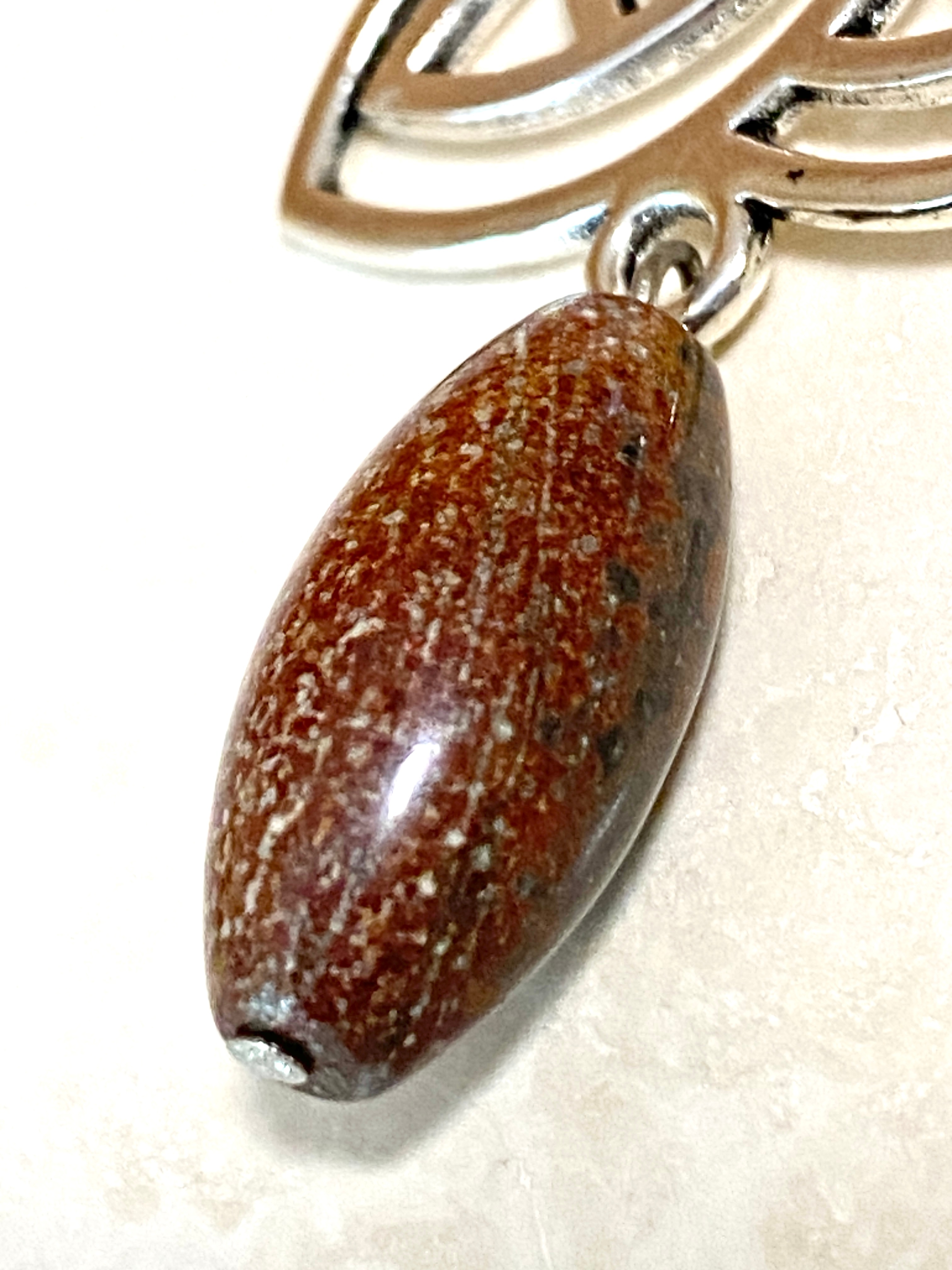 Earthy Convoluted Jasper Triqueta Earrings, Sterling Silver Hook - photo 3