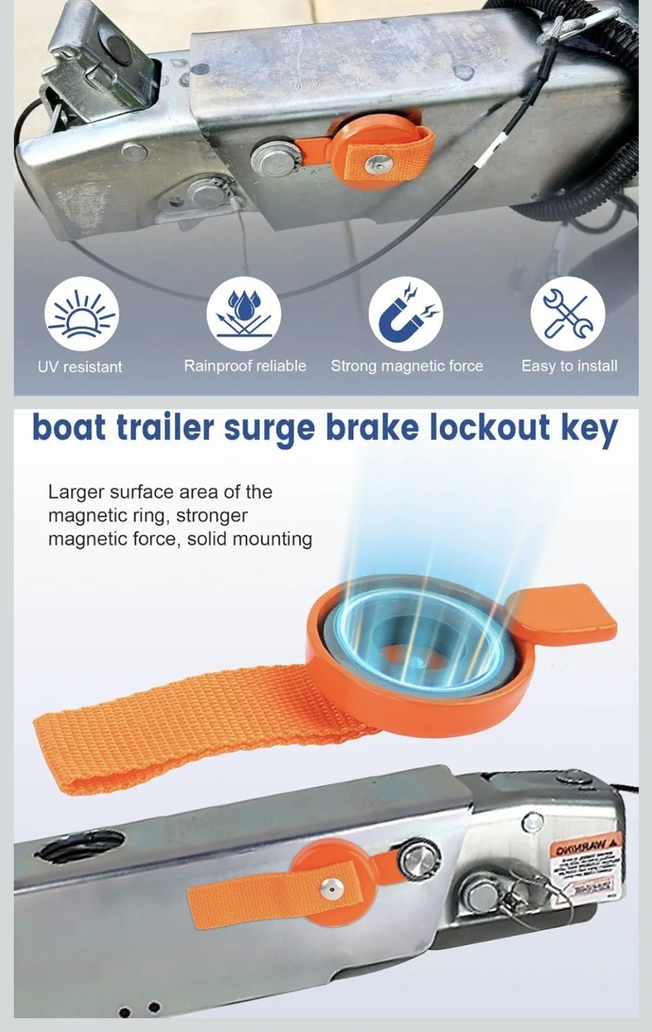 Surge Brake Lockout Key Magnetic ON Boat Trailer A60 A70 A75/84 - photo 4