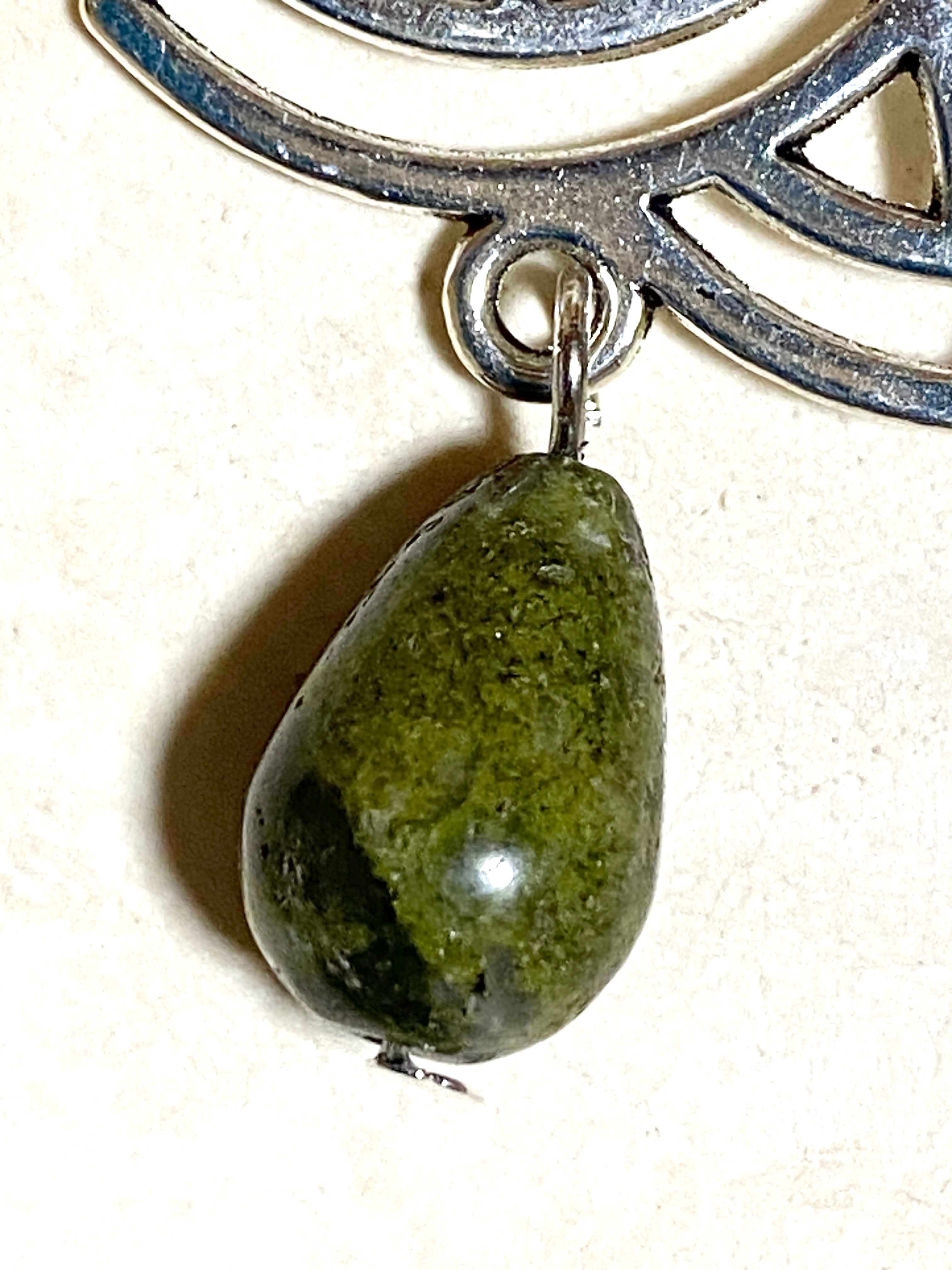 Dark Green Unakite Triqueta Earrings, Sterling Silver Hooks - photo 4