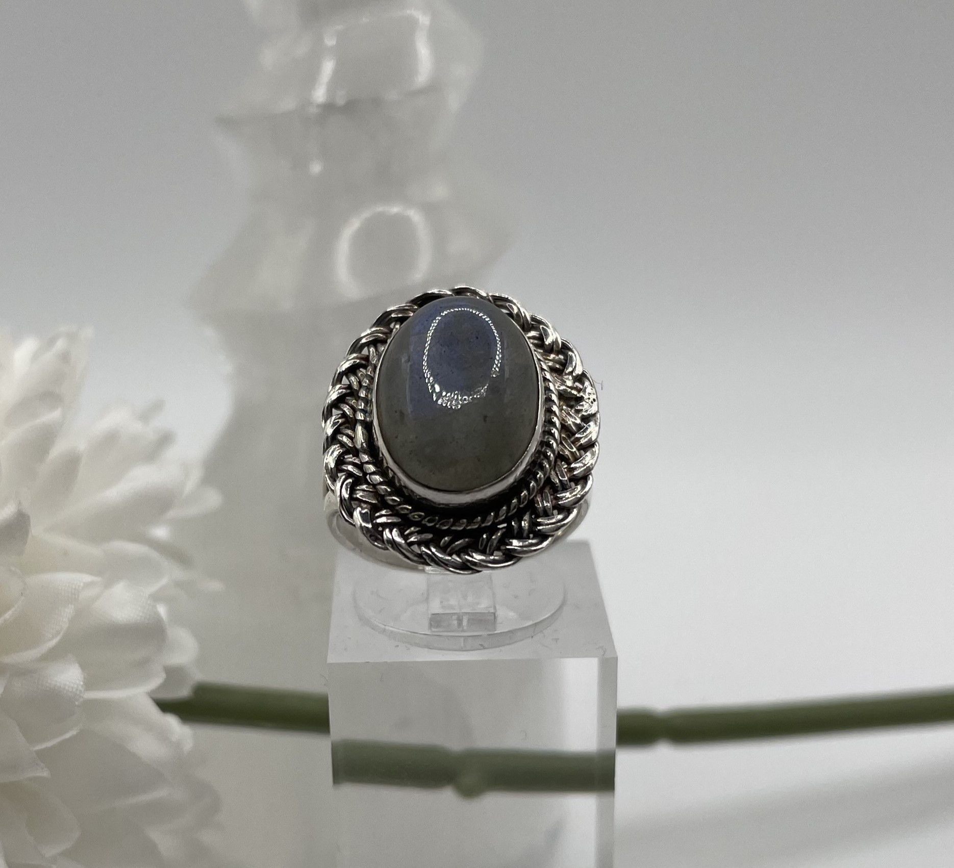 Vintage Labradorite Sterling Silver Ring (Size 5)