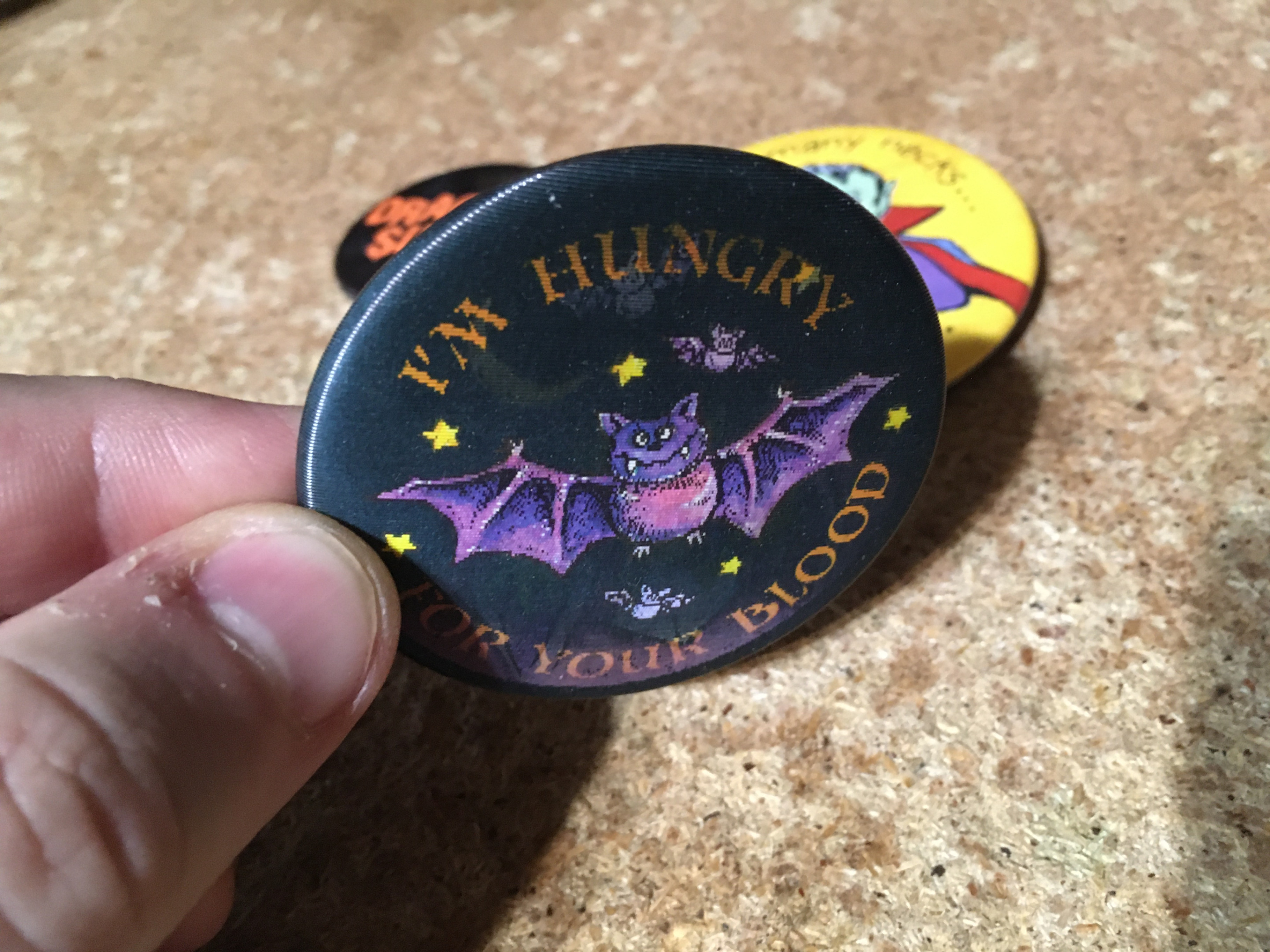 RUSS BERRIE LENTICULAR PINBACK BUTTON HALLMARK DRACULA SUCKS - photo 3