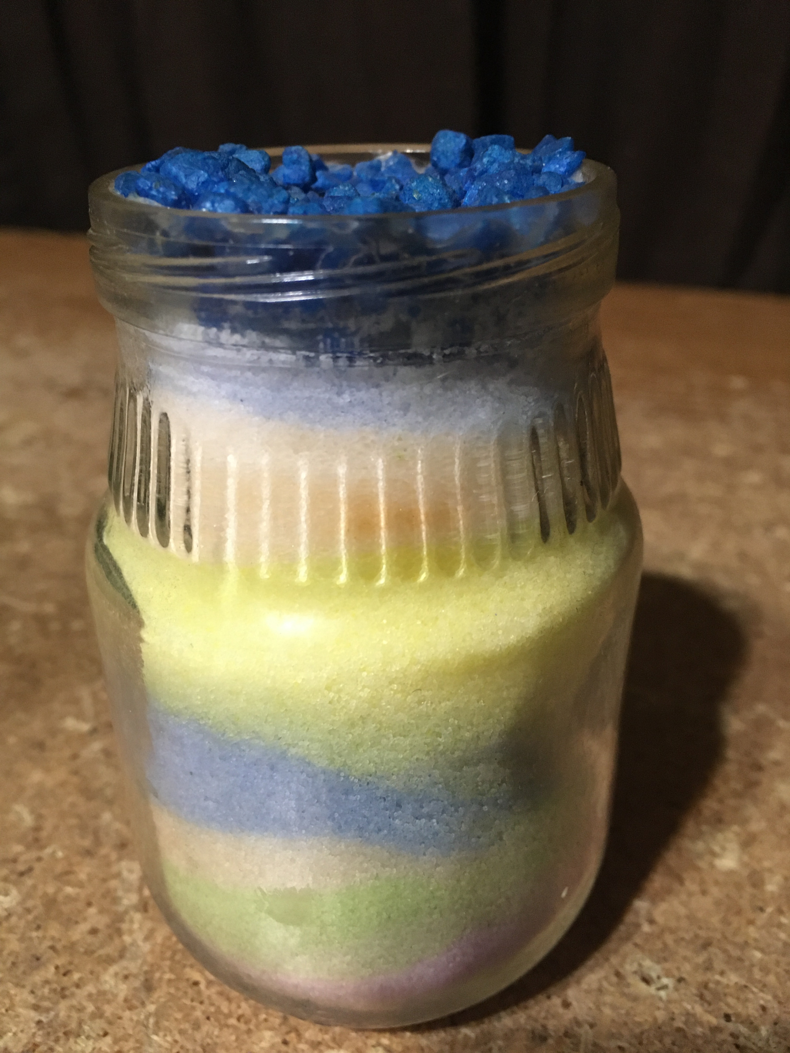 RAINBOW SAND ART GLASS JAR HANDMADE 3.75" - photo 4