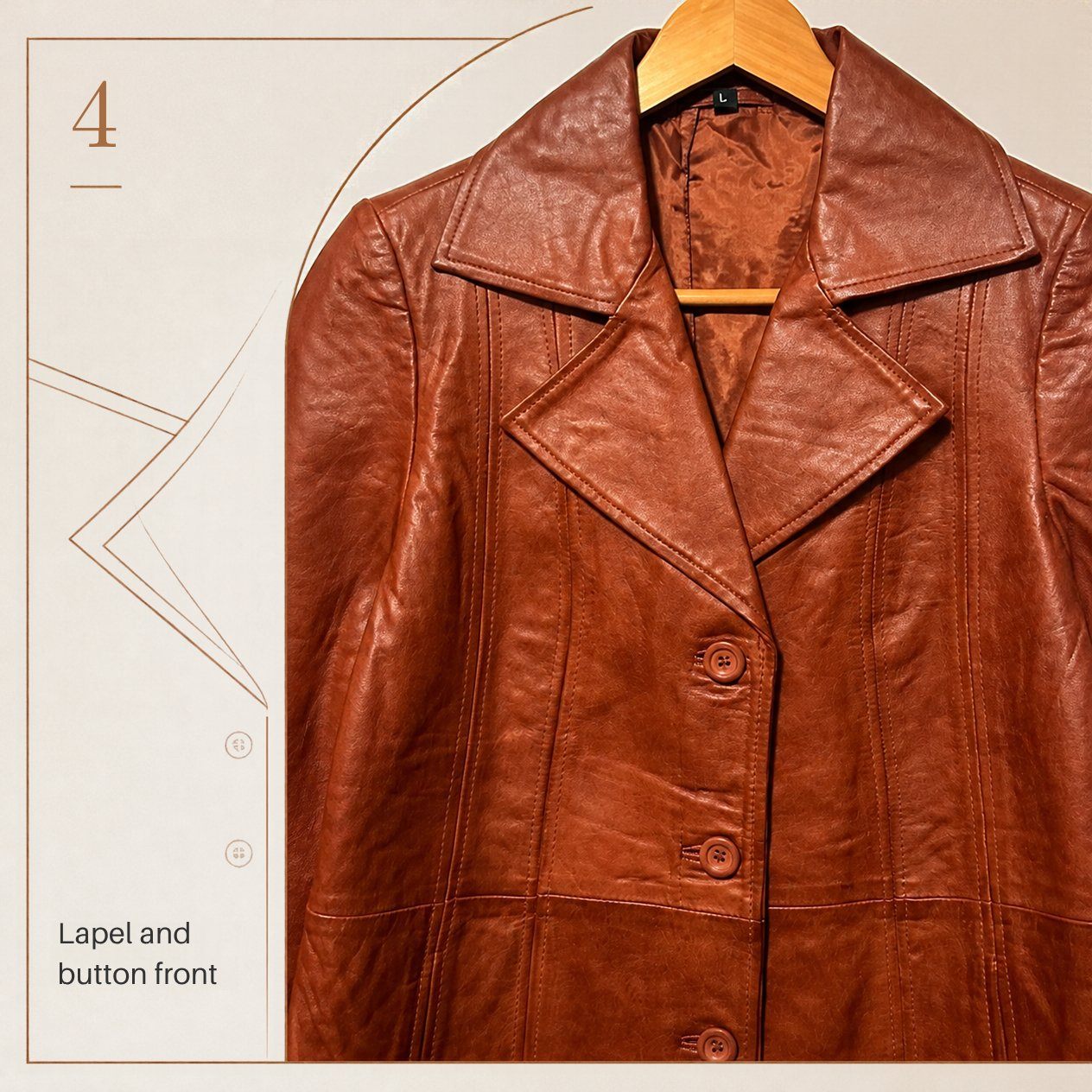 JKT-052 — Women's Bitonto leather blazer — brand new, size L - photo 4