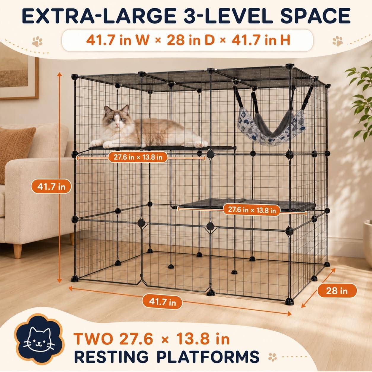 DIY3-Tier Metal Wire Cat Enclosure Playpen Catio - photo 5